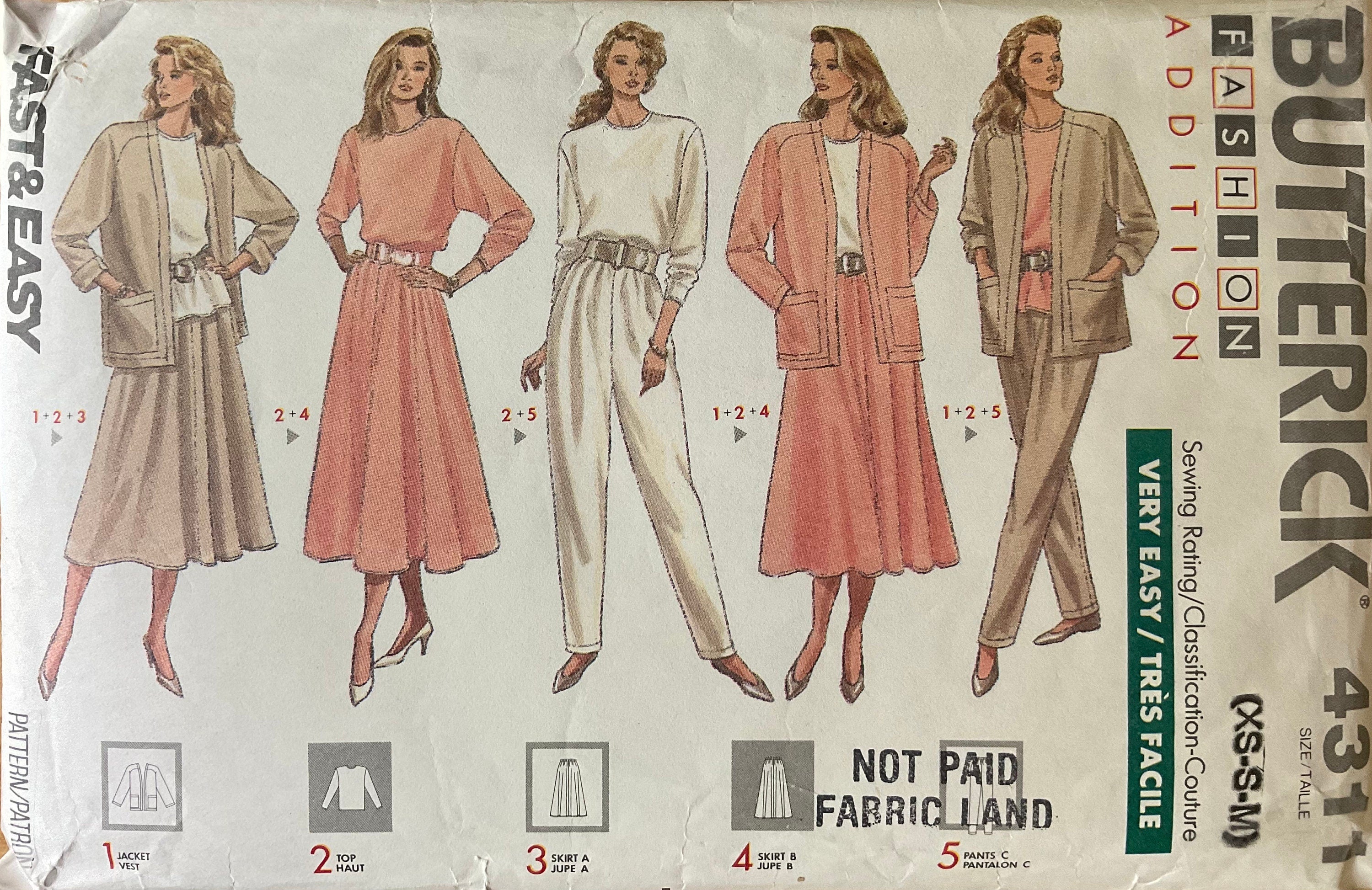Butterick 4311 Sewing Pattern (Vintage) CUT
