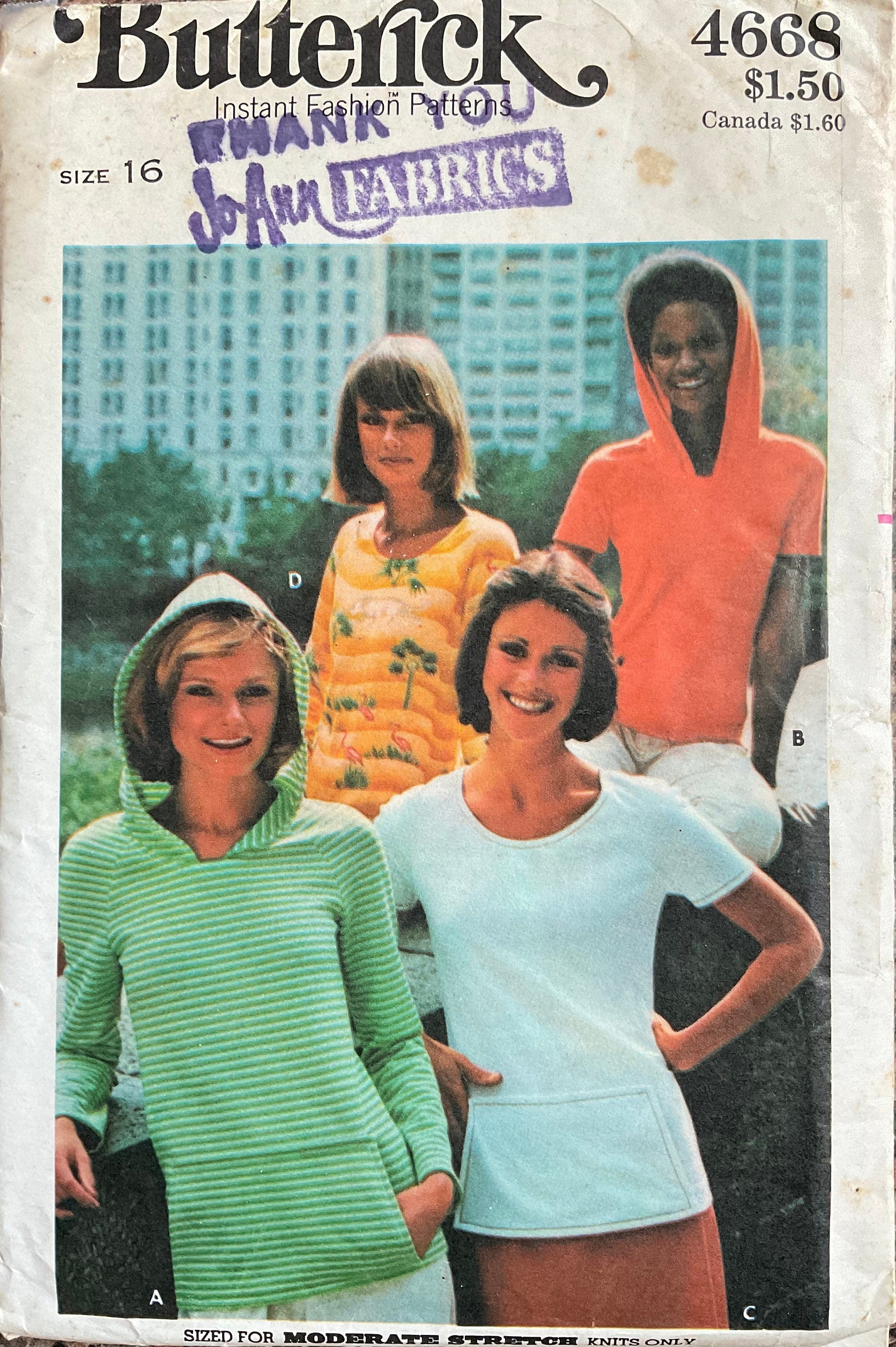 Butterick 4668 Sewing Pattern (Vintage) UNCUT