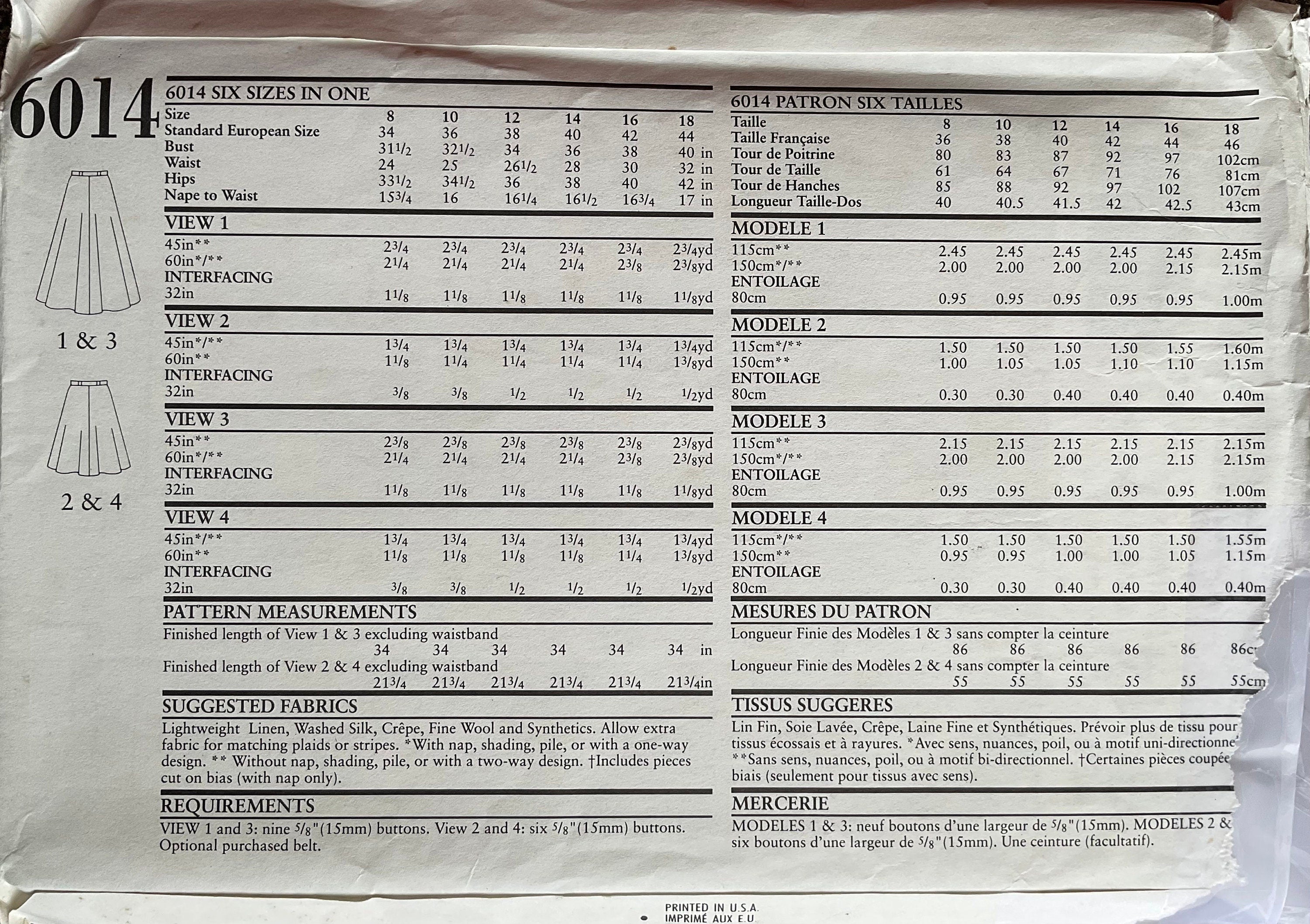 New Look 6014 Sewing Pattern (Vintage) UNCUT