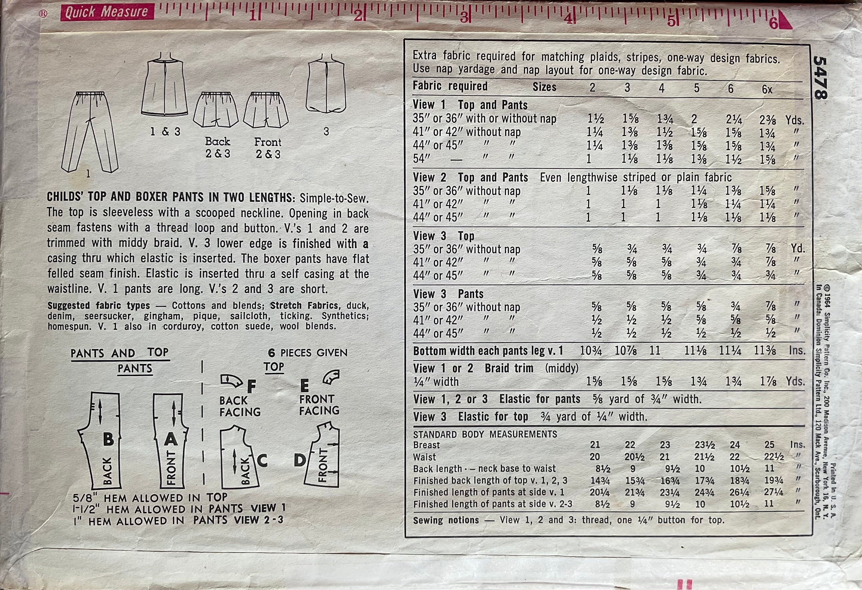 Simplicity 5478 Sewing Pattern (Vintage) CUT