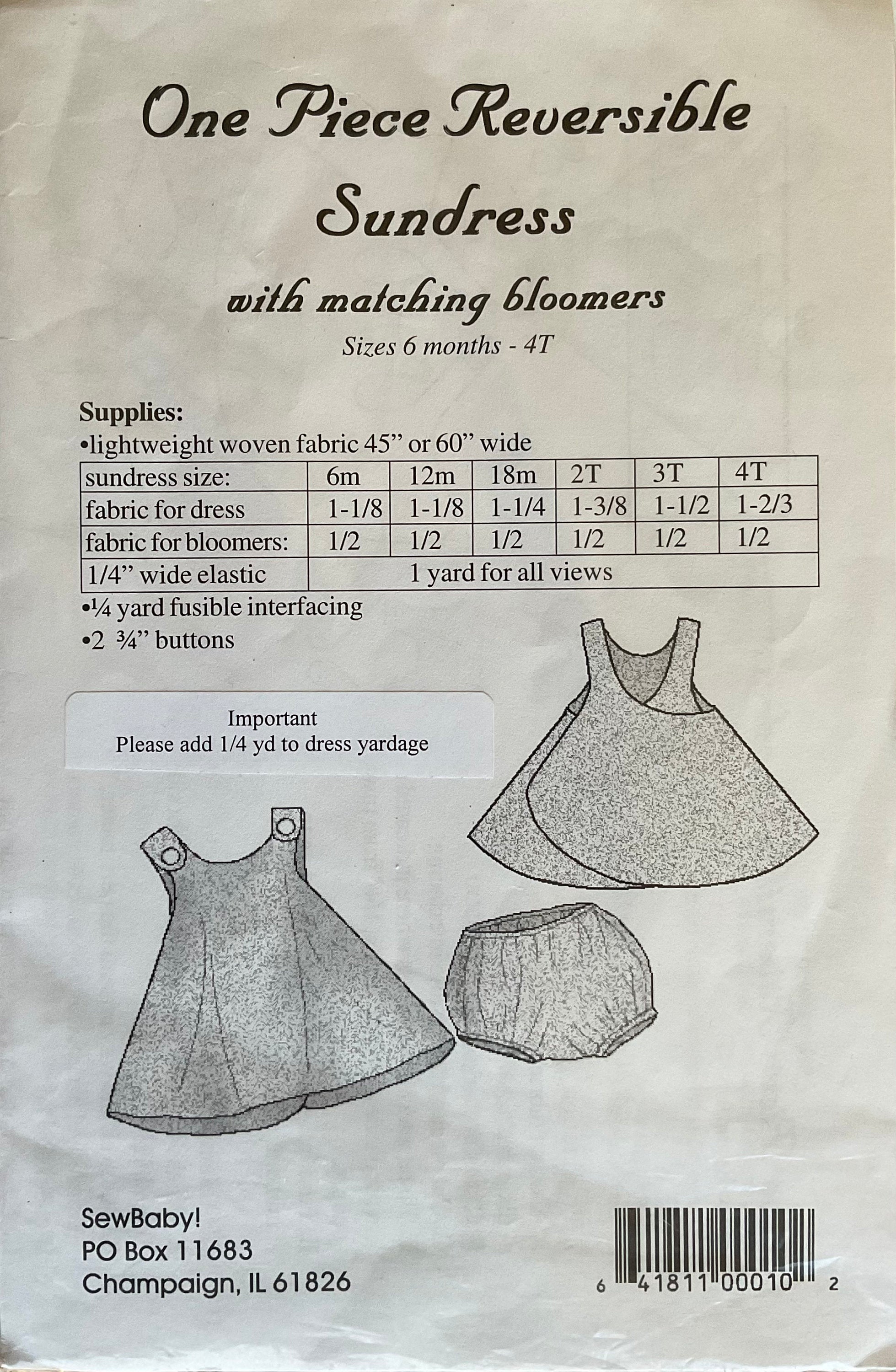 SewBaby Sewing Pattern (Vintage) UNCUT