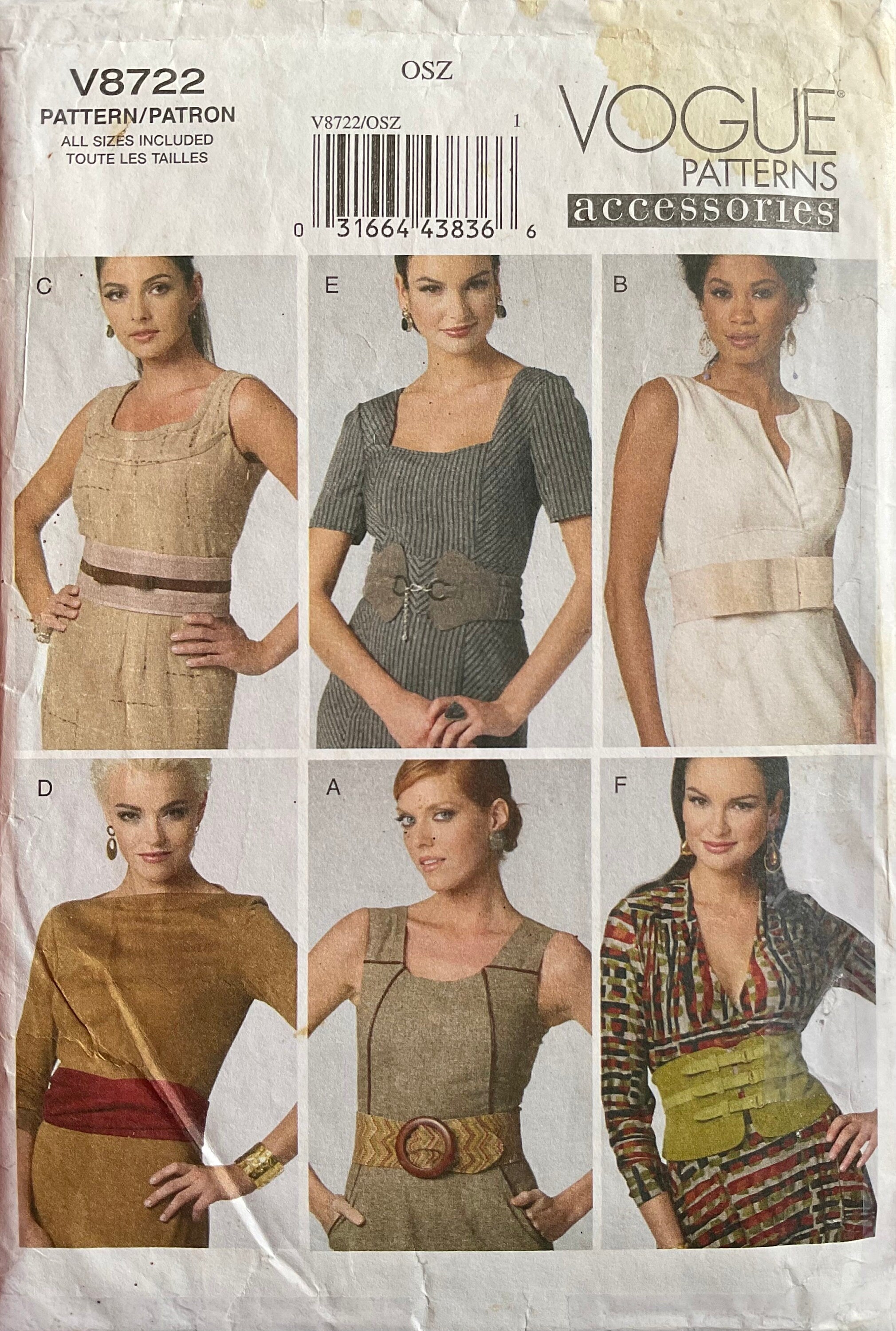 Vogue 8722 Sewing Pattern (Vintage) CUT