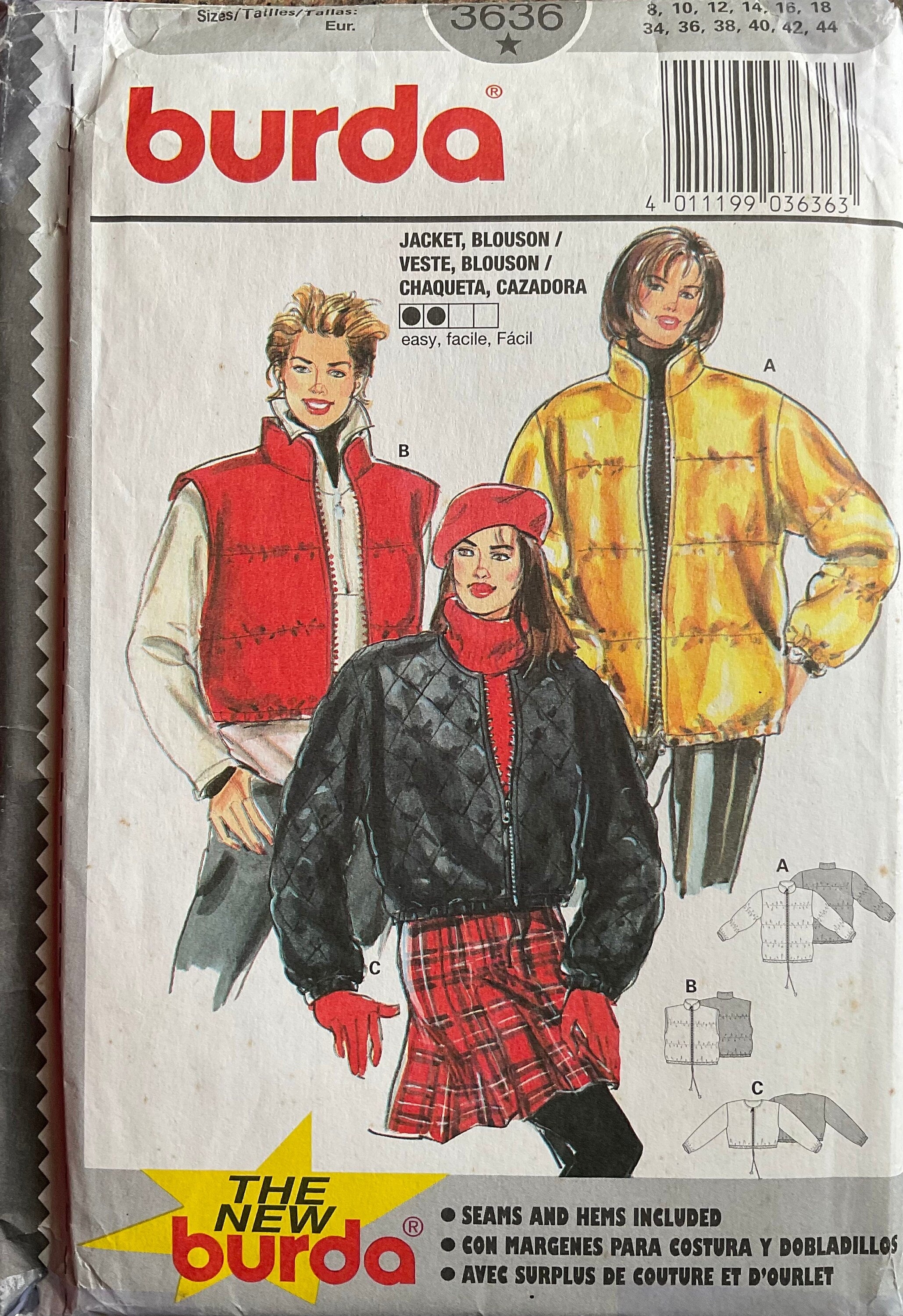 Burda 3636 Sewing Pattern (Vintage) UNCUT