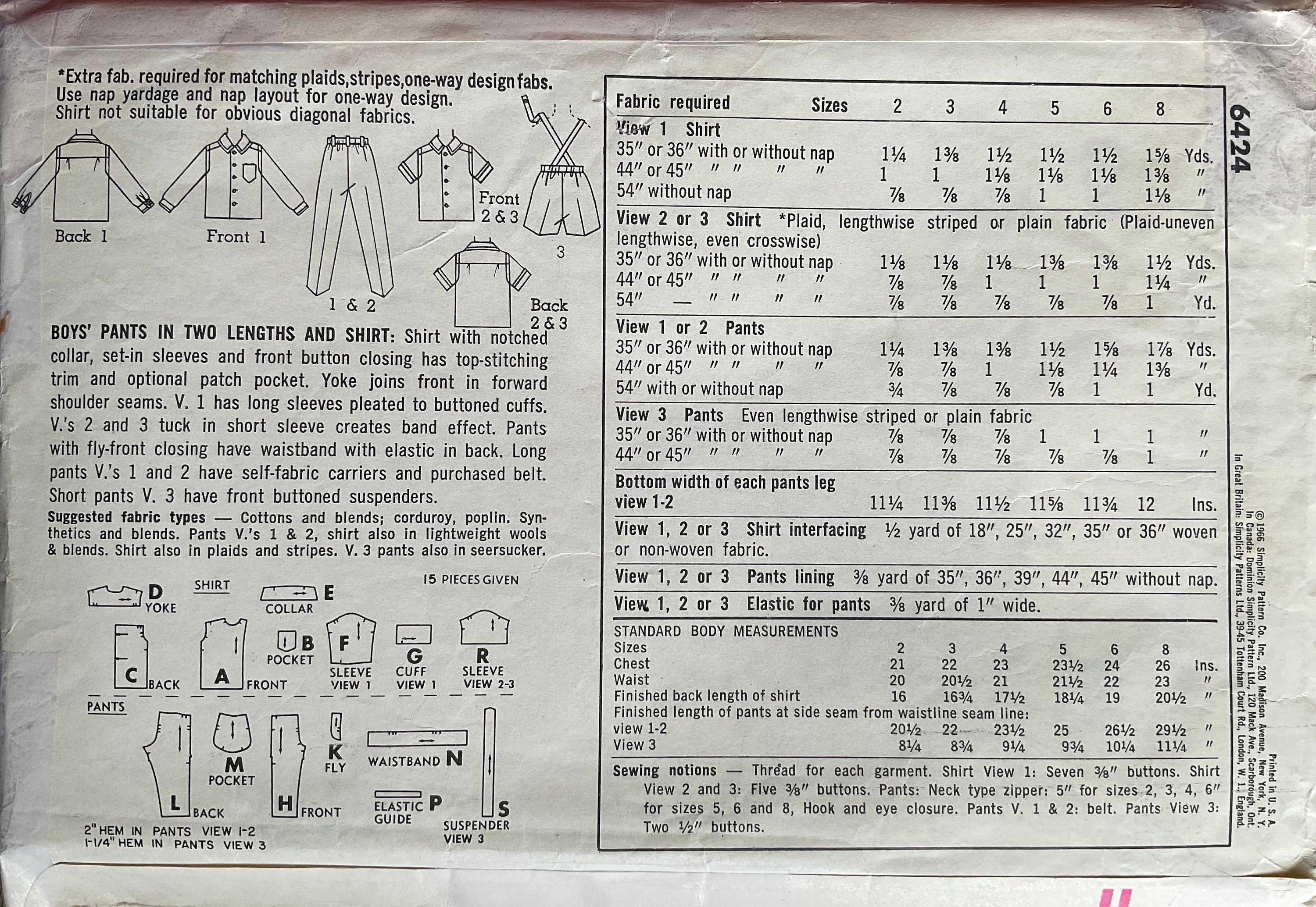 Simplicity 6424 Sewing Pattern (Vintage) UNCUT