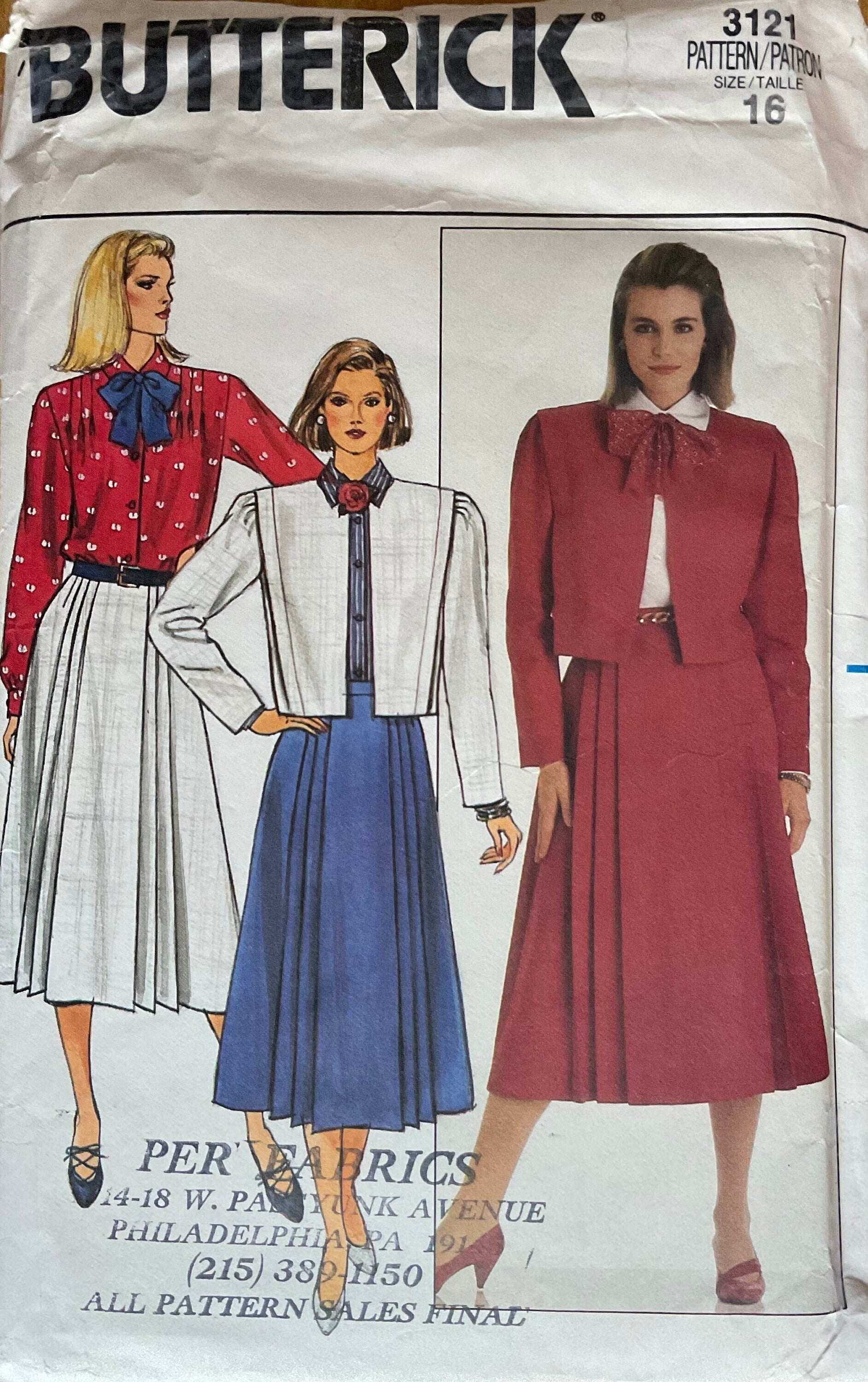 Butterick 3121 Sewing Pattern (Vintage) CUT