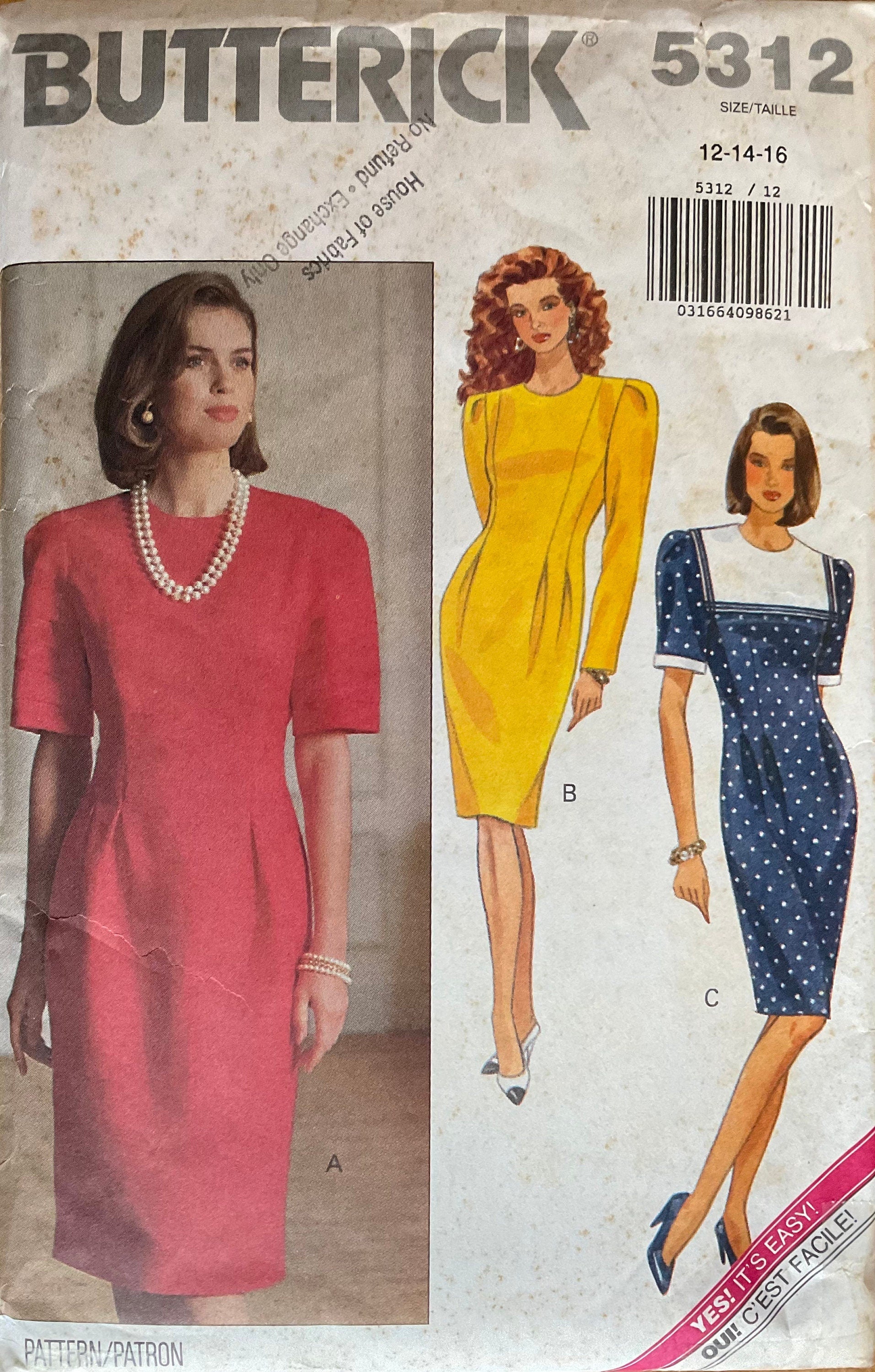 Butterick 5312 Sewing Pattern (Vintage) UNCUT