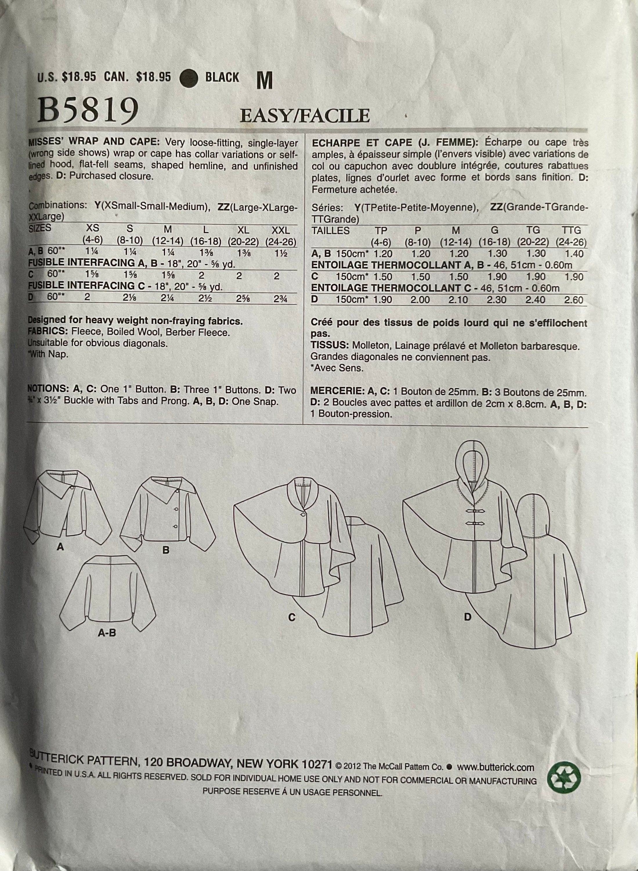 Butterick 5819 Sewing Pattern (Vintage) CUT