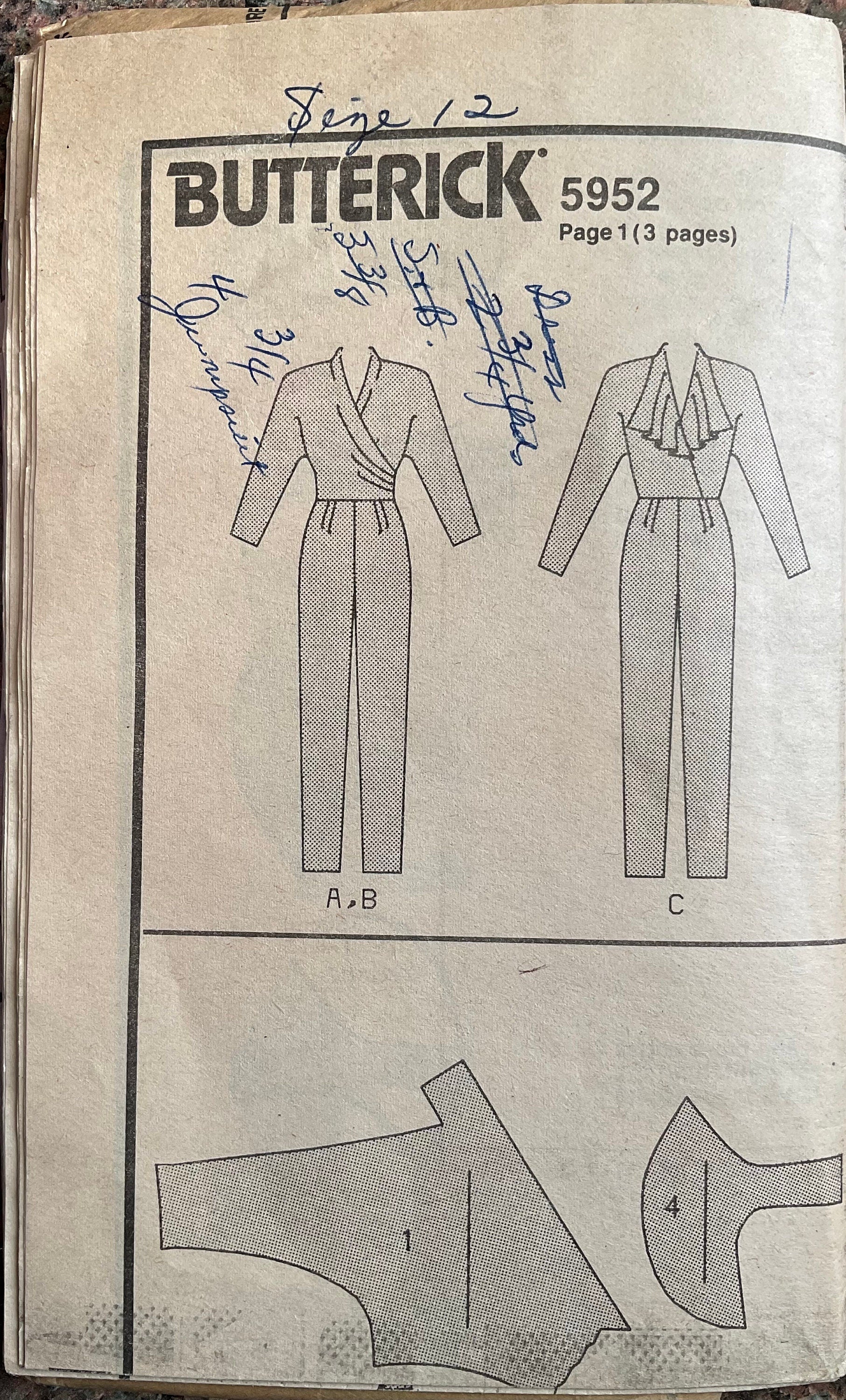 Butterick 5952 Sewing Pattern (Vintage) UNCUT