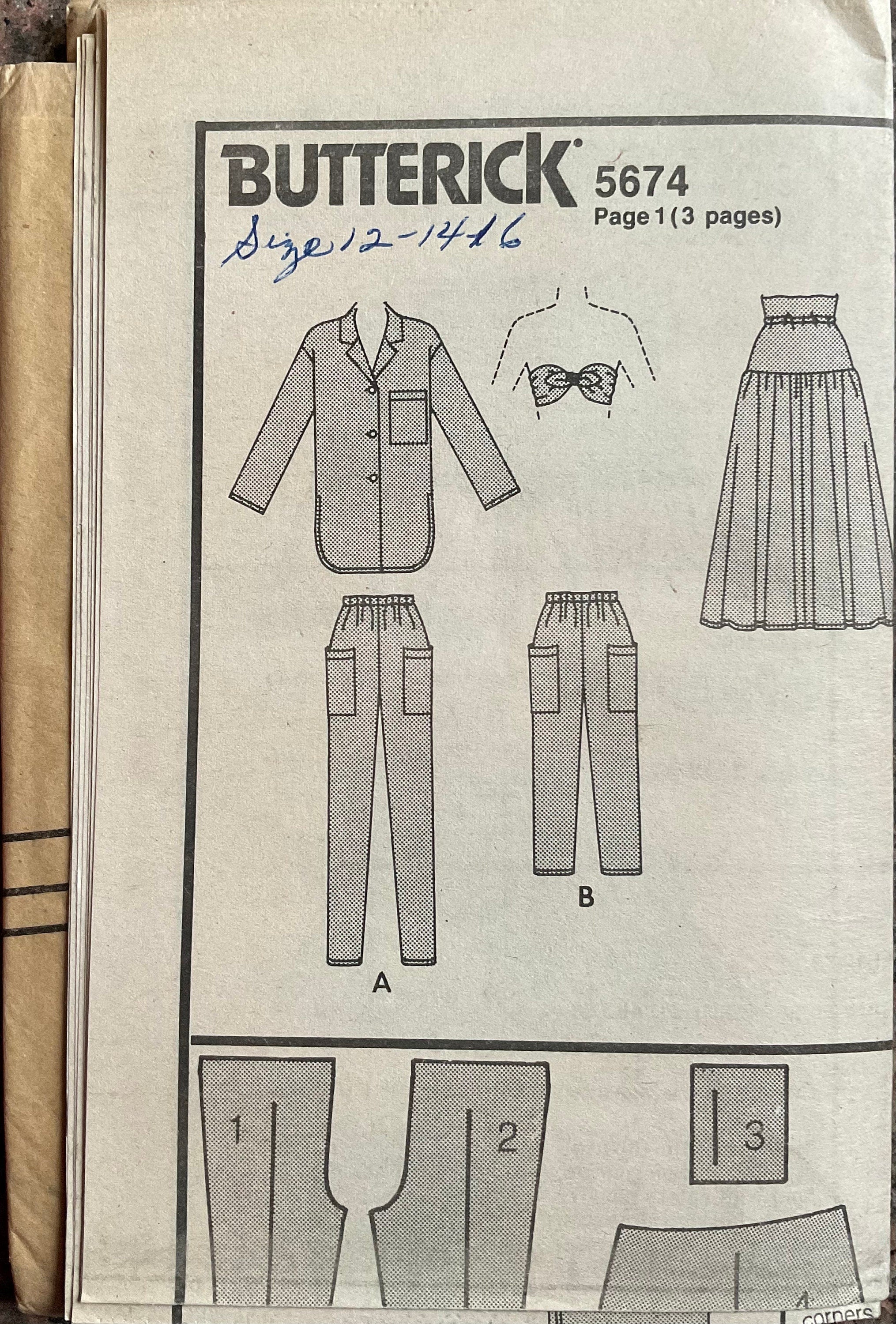 Butterick 5674 Sewing Pattern (Vintage) UNCUT