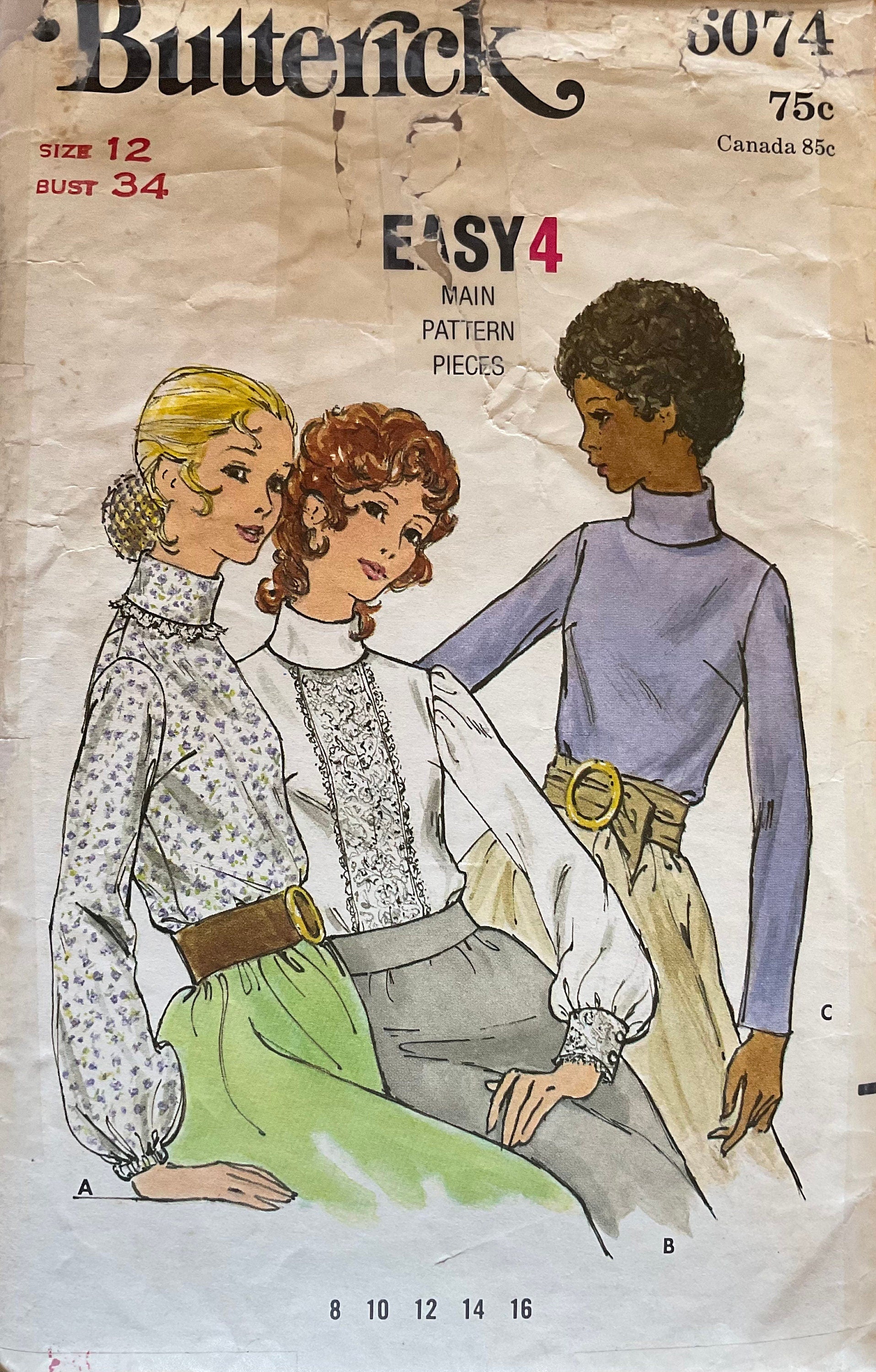 Butterick 6074 Sewing Pattern (Vintage) CUT