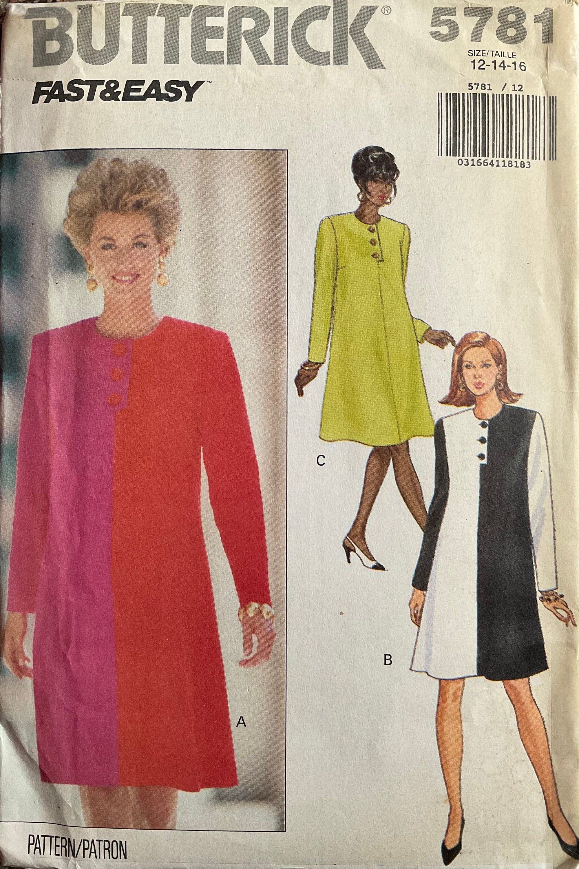 Butterick 5781 Sewing Pattern (Vintage) UNCUT
