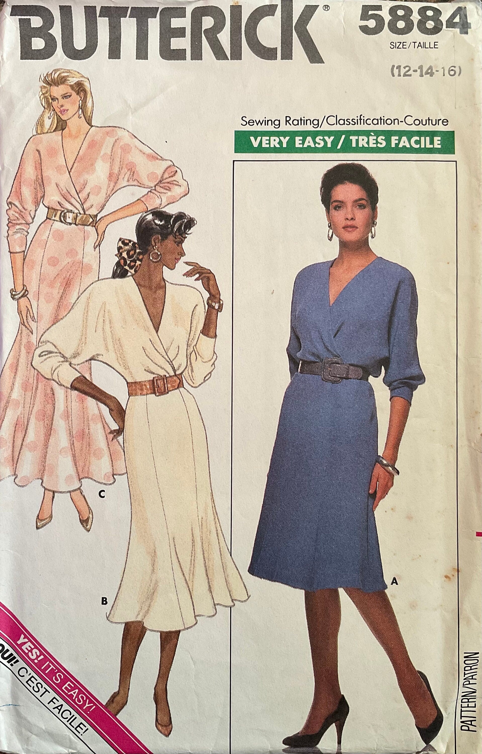 Butterick 5884 Sewing Pattern (Vintage) CUT