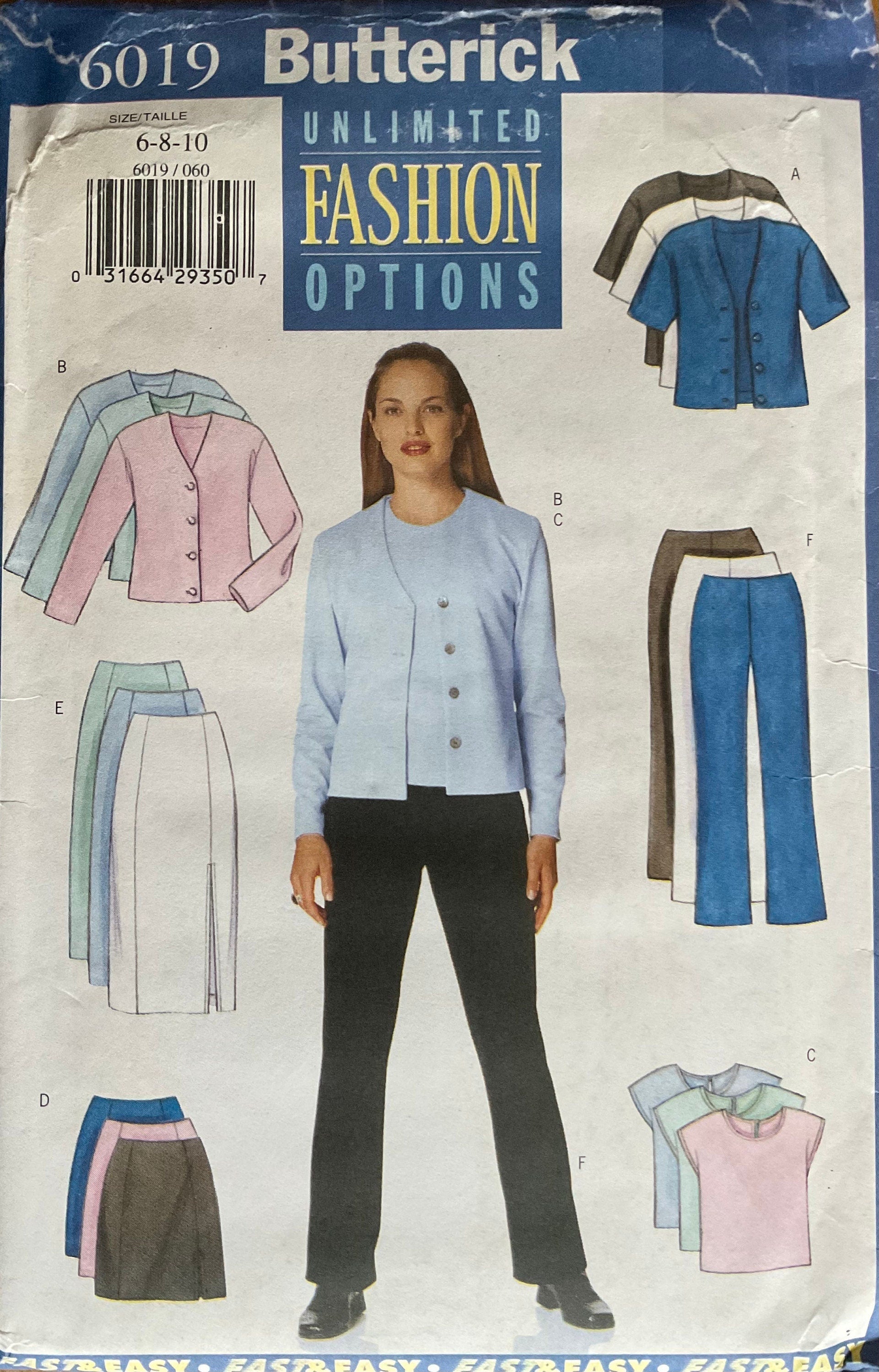 Butterick 6019 Sewing Pattern (Vintage) UNCUT