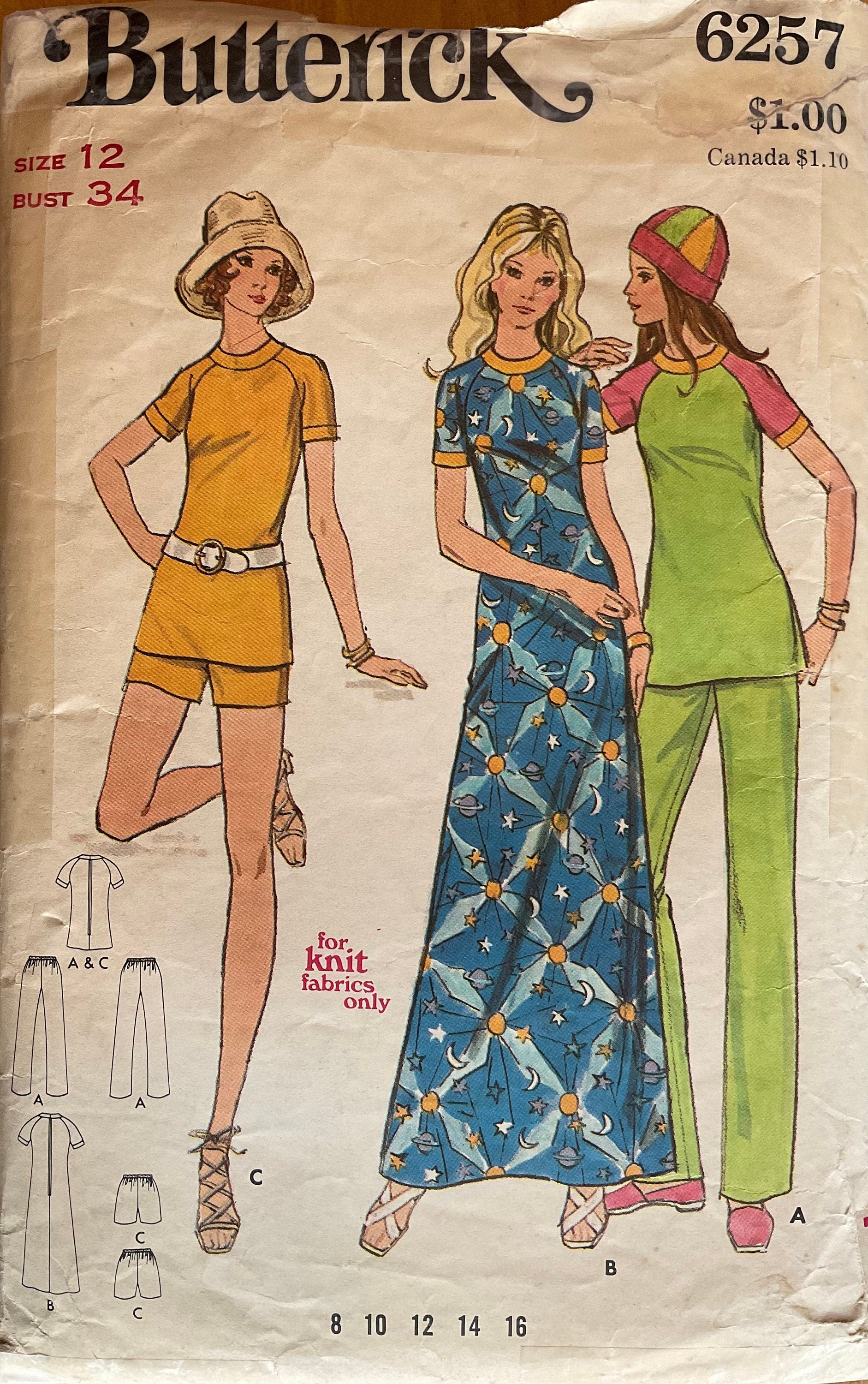 Butterick 6257 Sewing Pattern (Vintage) CUT