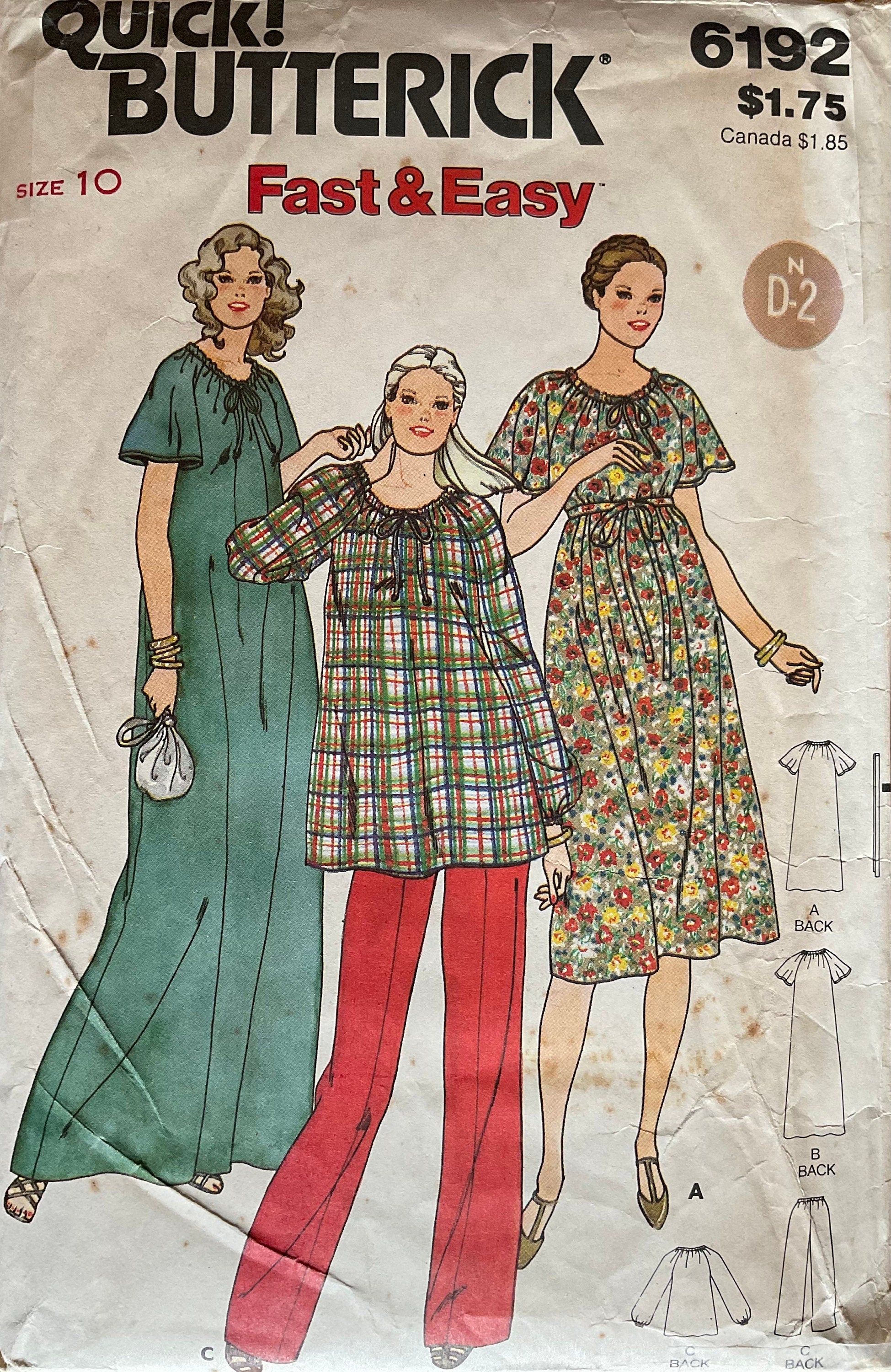 Butterick 6192 Sewing Pattern (Vintage) CUT