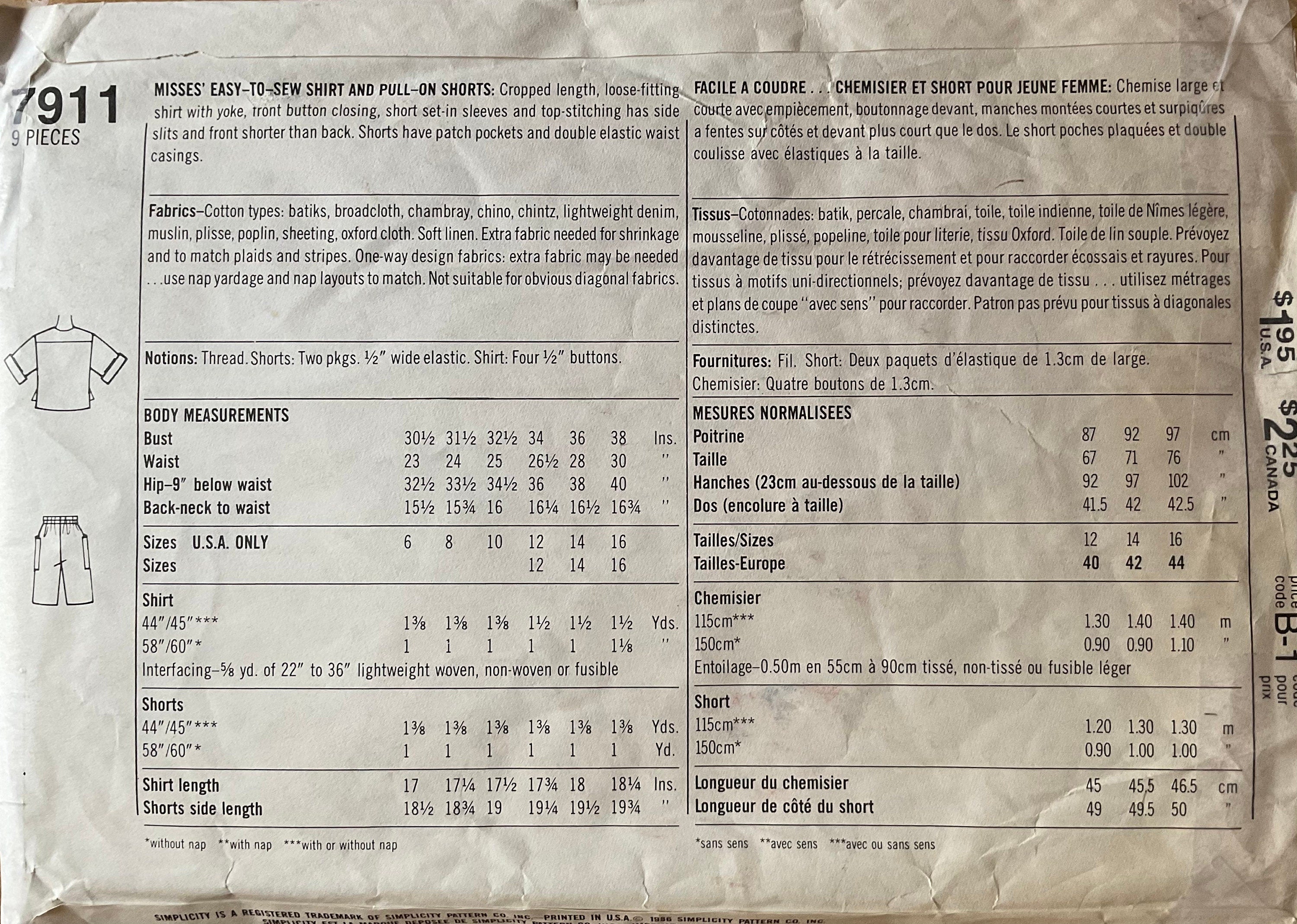 Super Saver 7911 Sewing Pattern (Vintage) CUT