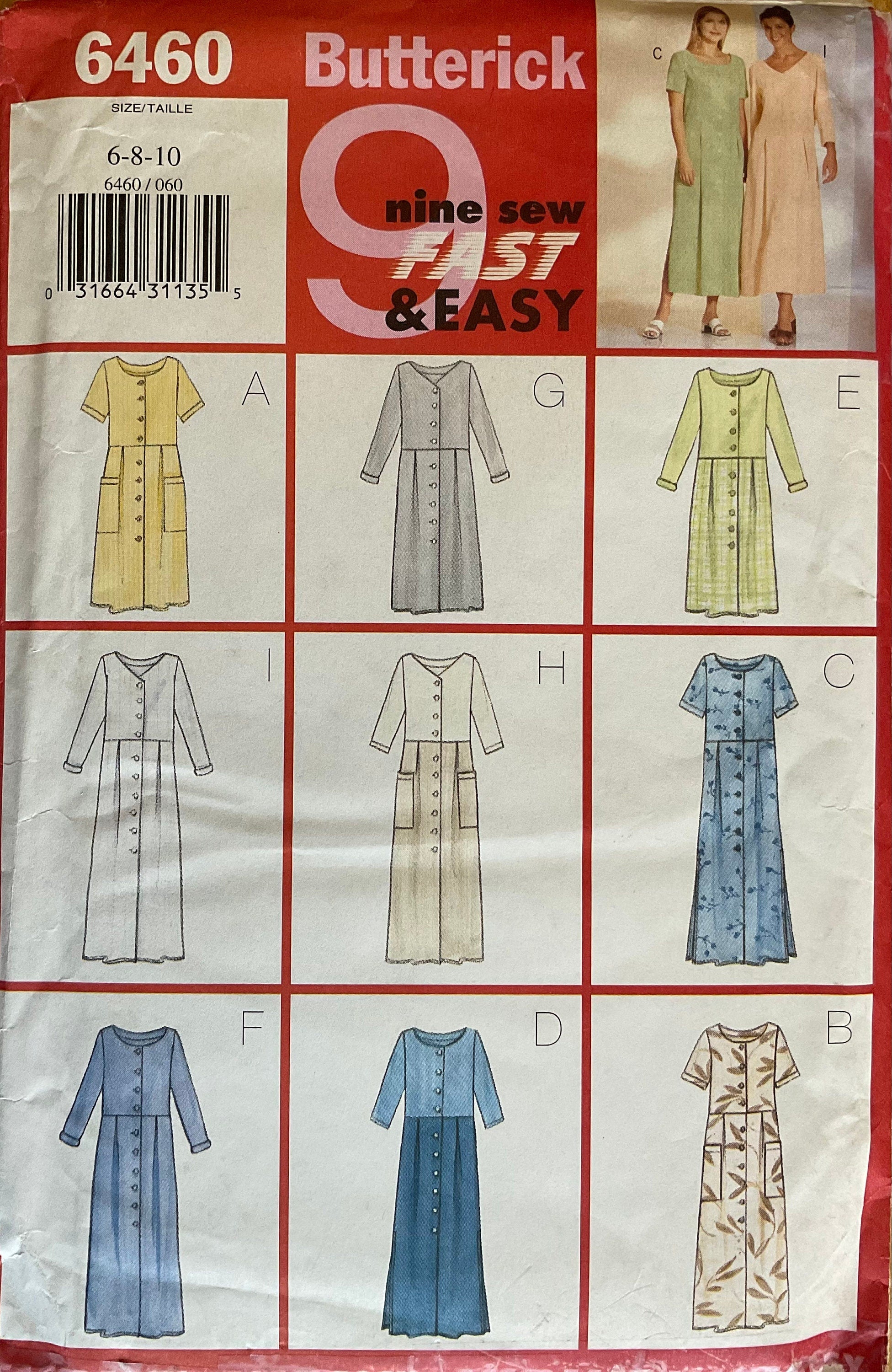 Butterick 6460 Sewing Pattern (Vintage) UNCUT
