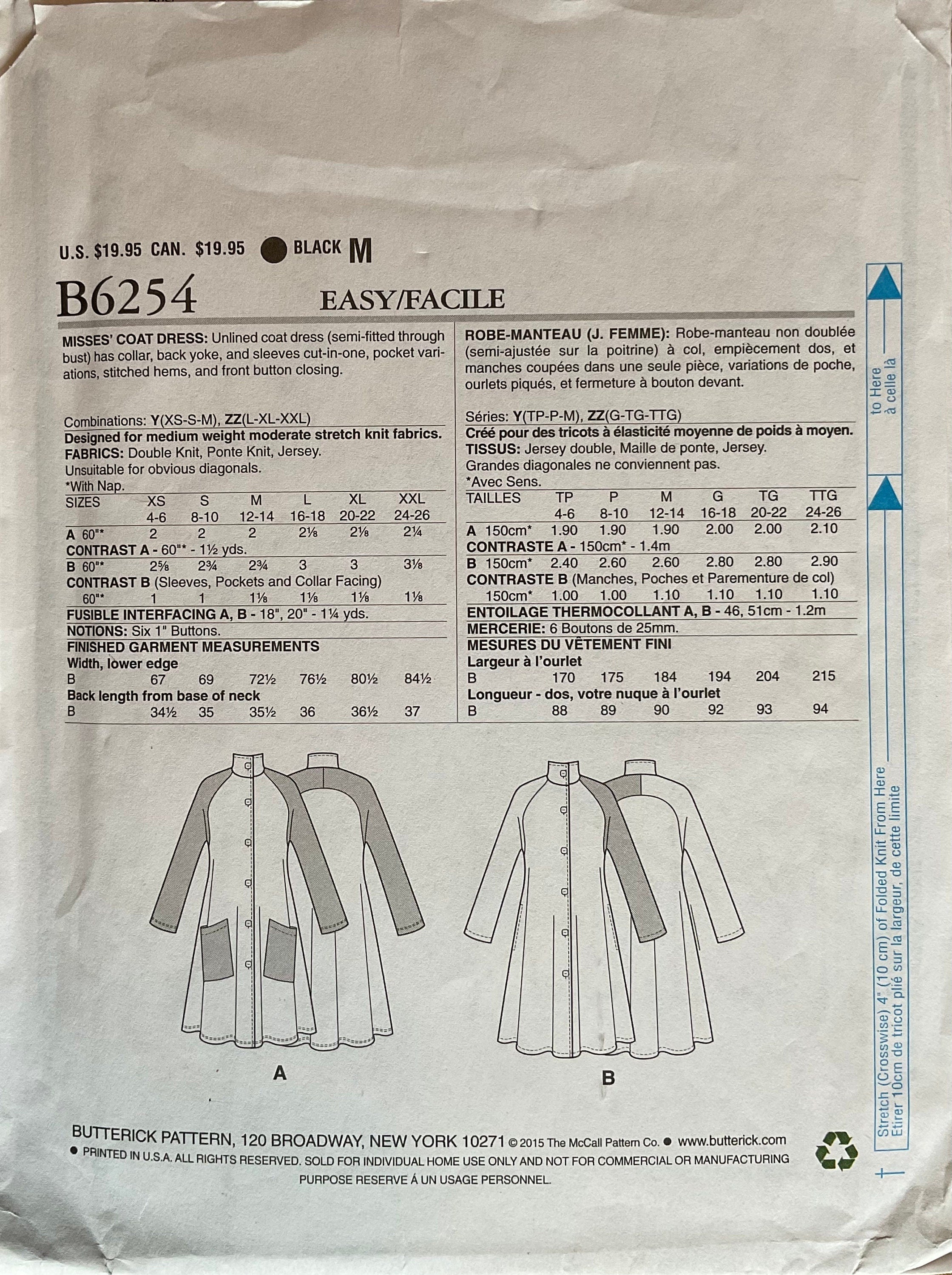 Butterick 6254 Sewing Pattern (Vintage) UNCUT