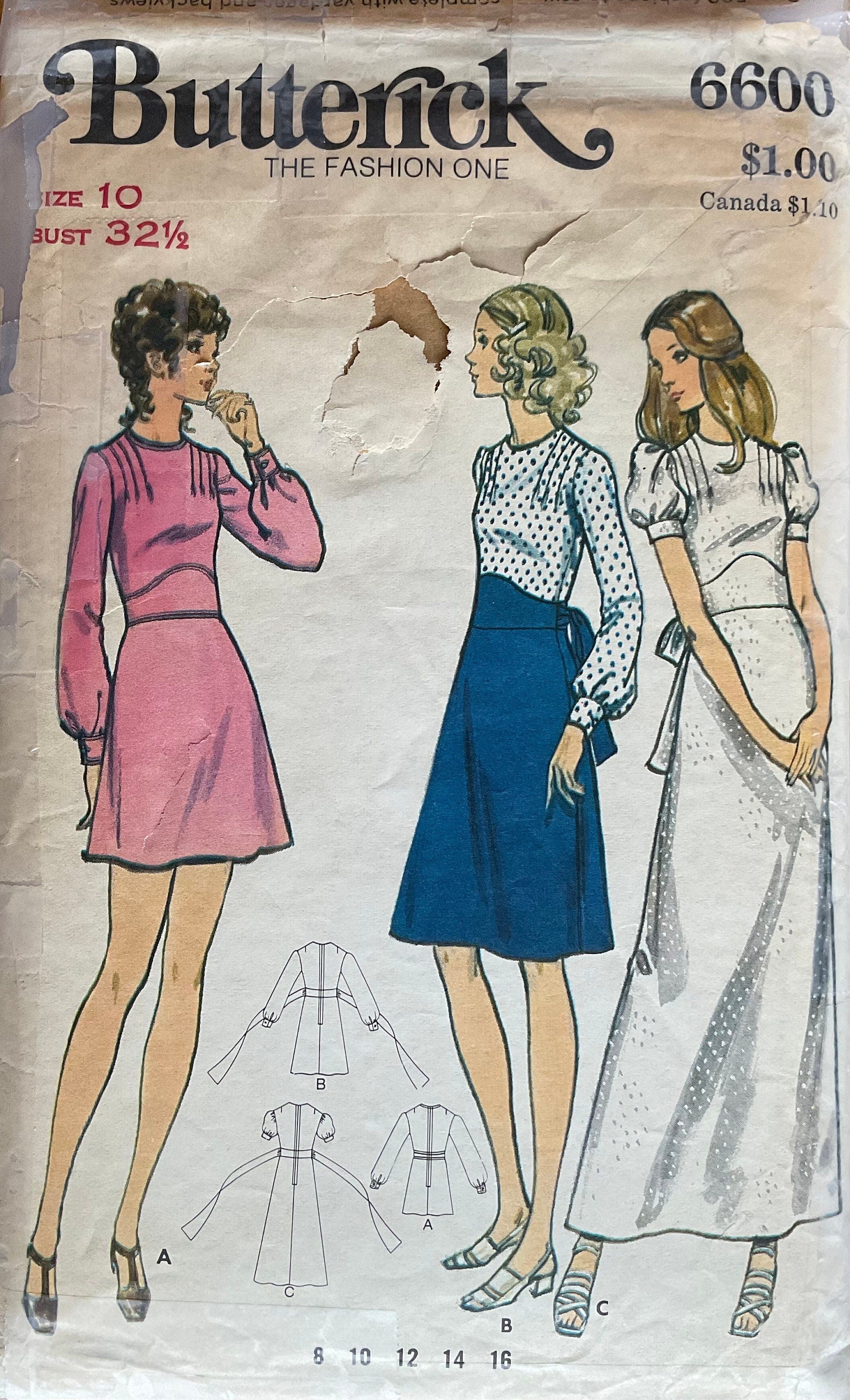 Butterick 6600 Sewing Pattern (Vintage) CUT