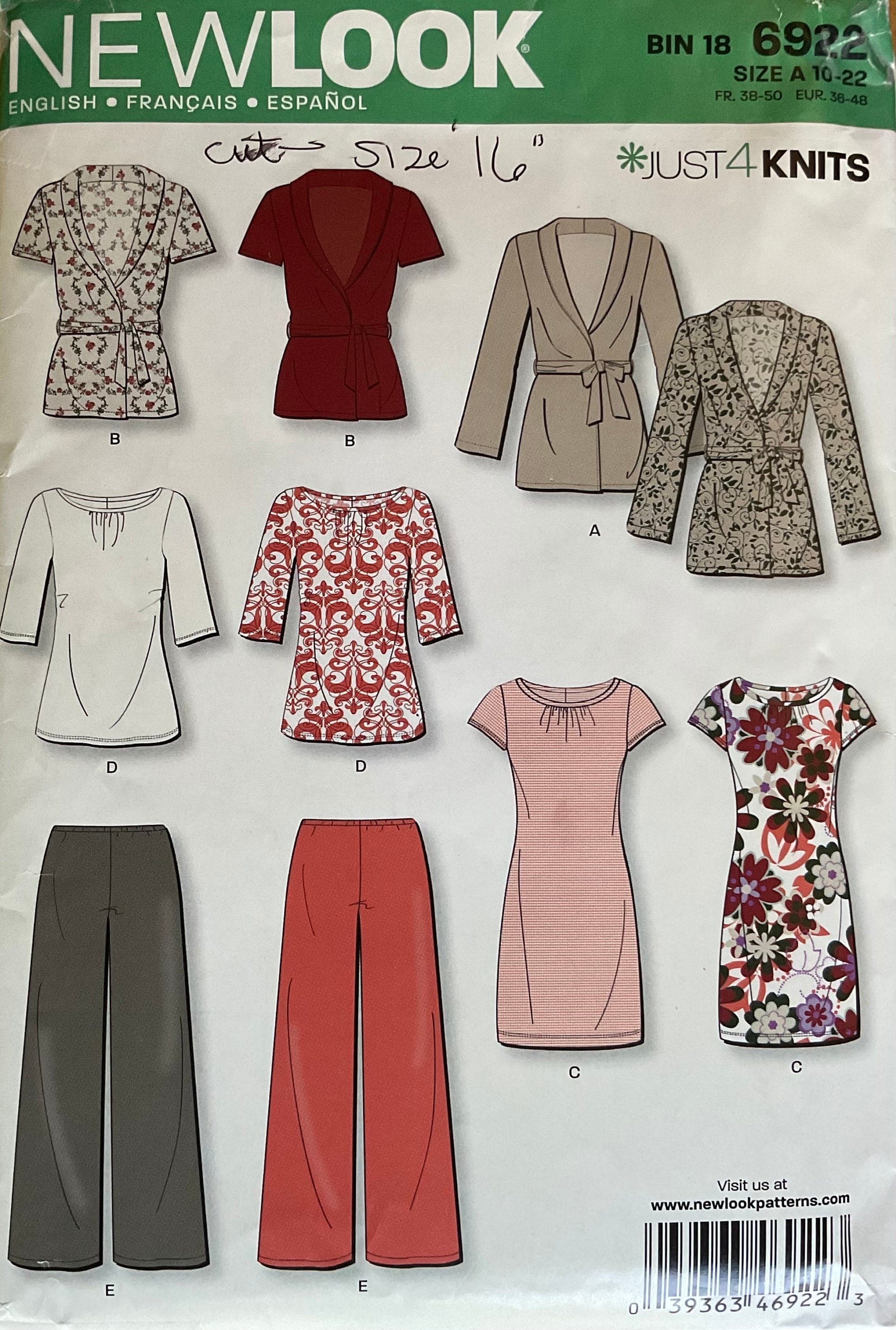 New Look 6922 Sewing Pattern (Vintage) CUT