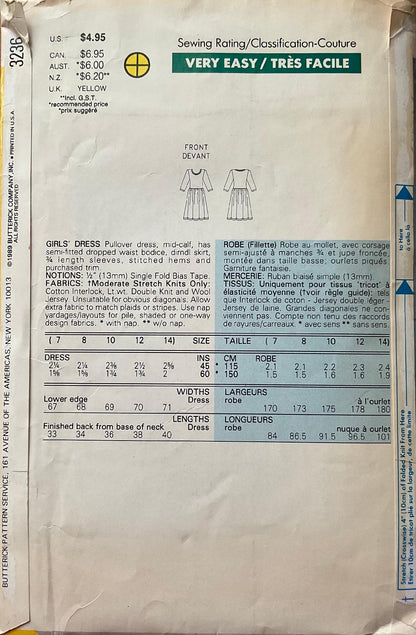 Butterick 3236 Sewing Pattern (Vintage) UNCUT
