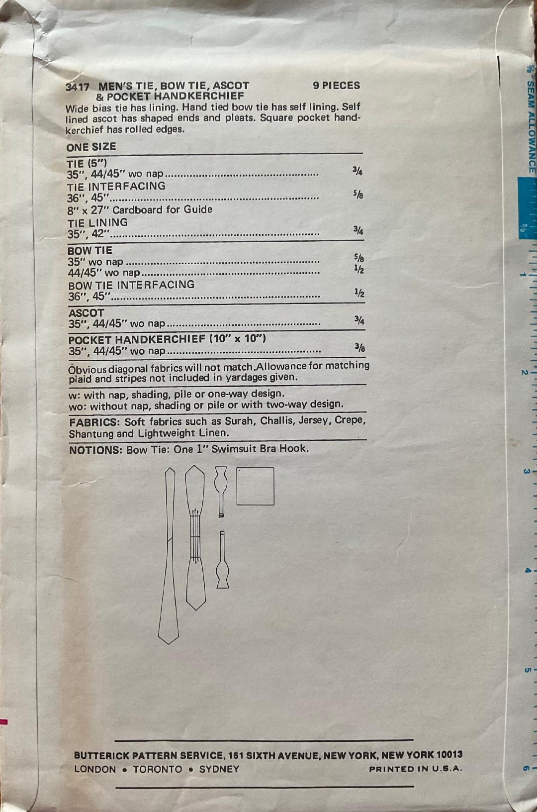 Butterick 3417 Sewing Pattern (Vintage) UNCUT