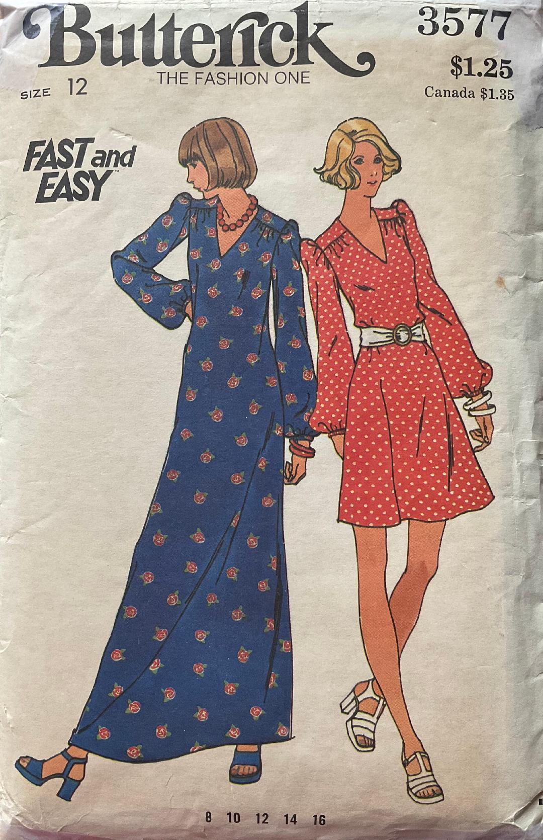 Butterick 3577 Sewing Pattern (Vintage) UNCUT