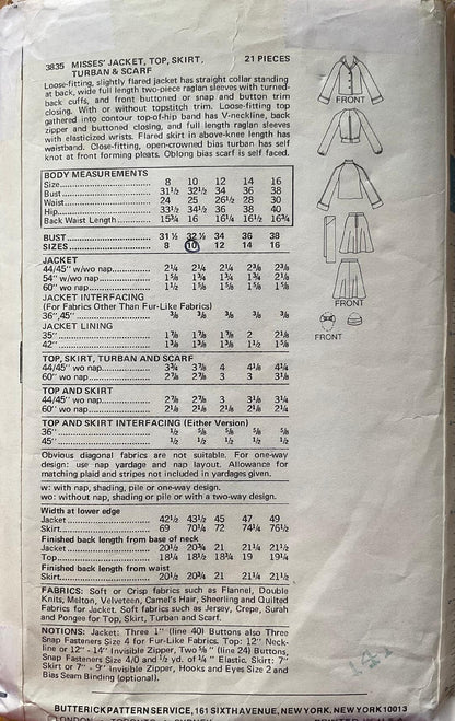 Butterick 3835 Sewing Pattern (Vintage) CUT