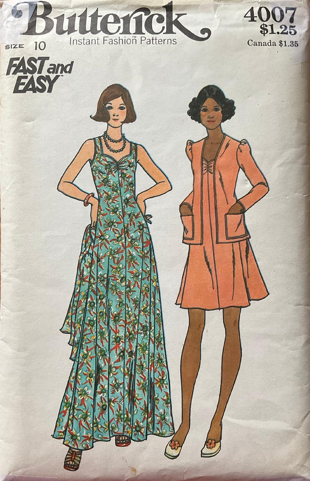 Butterick 4007 Sewing Pattern (Vintage) CUT