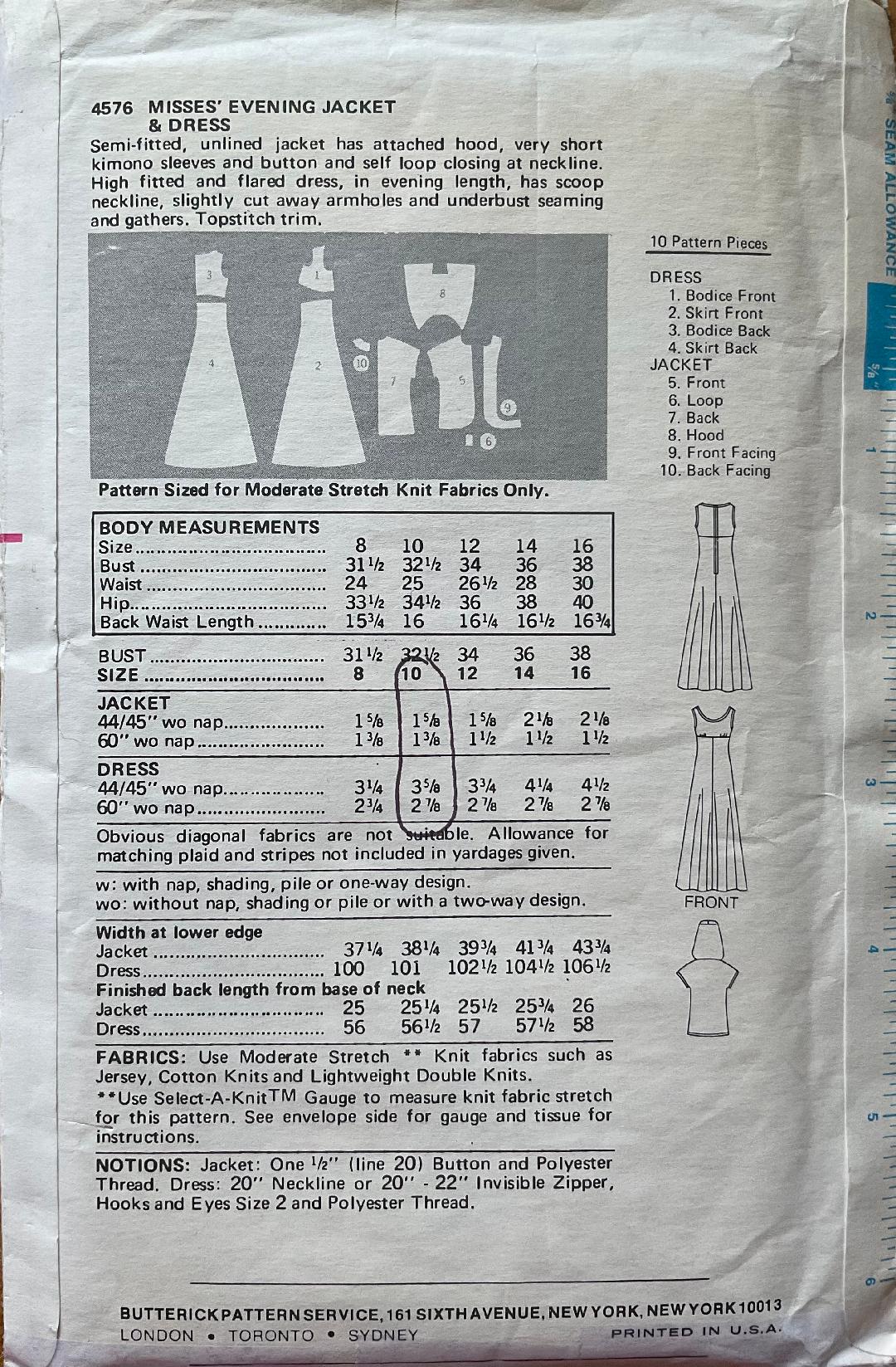 Butterick 4576 Sewing Pattern (Vintage) UNCUT