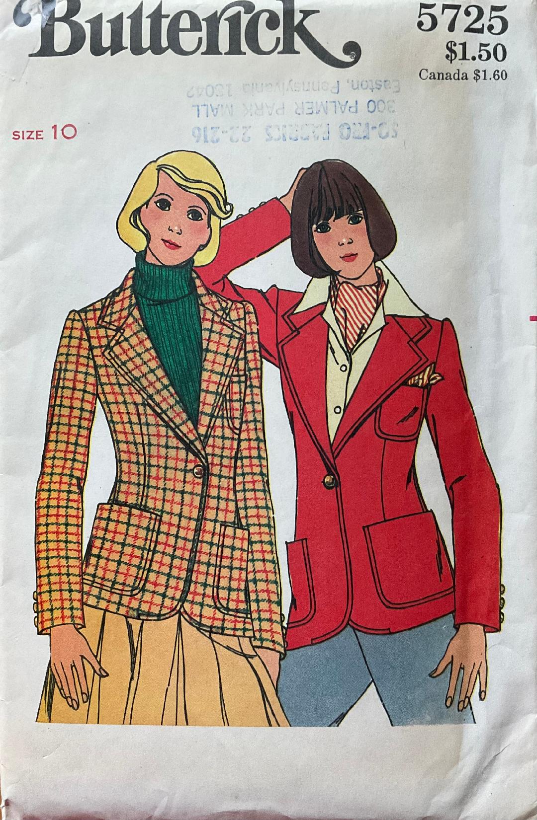 Butterick 5725 Sewing Pattern (Vintage) UNCUT