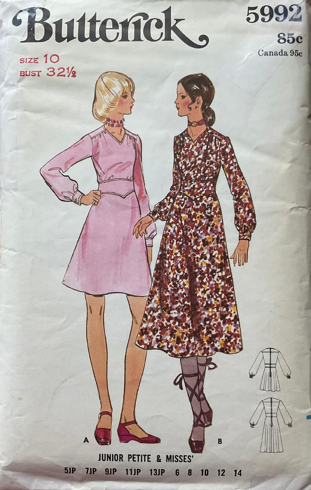Butterick 5992 Sewing Pattern (Vintage) CUT