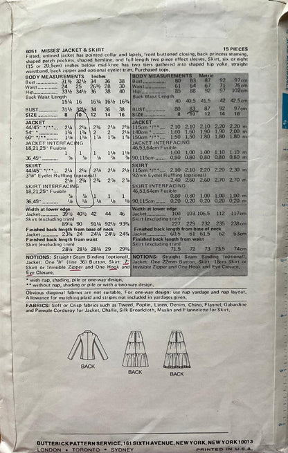 Butterick 6051 Sewing Pattern (Vintage) CUT