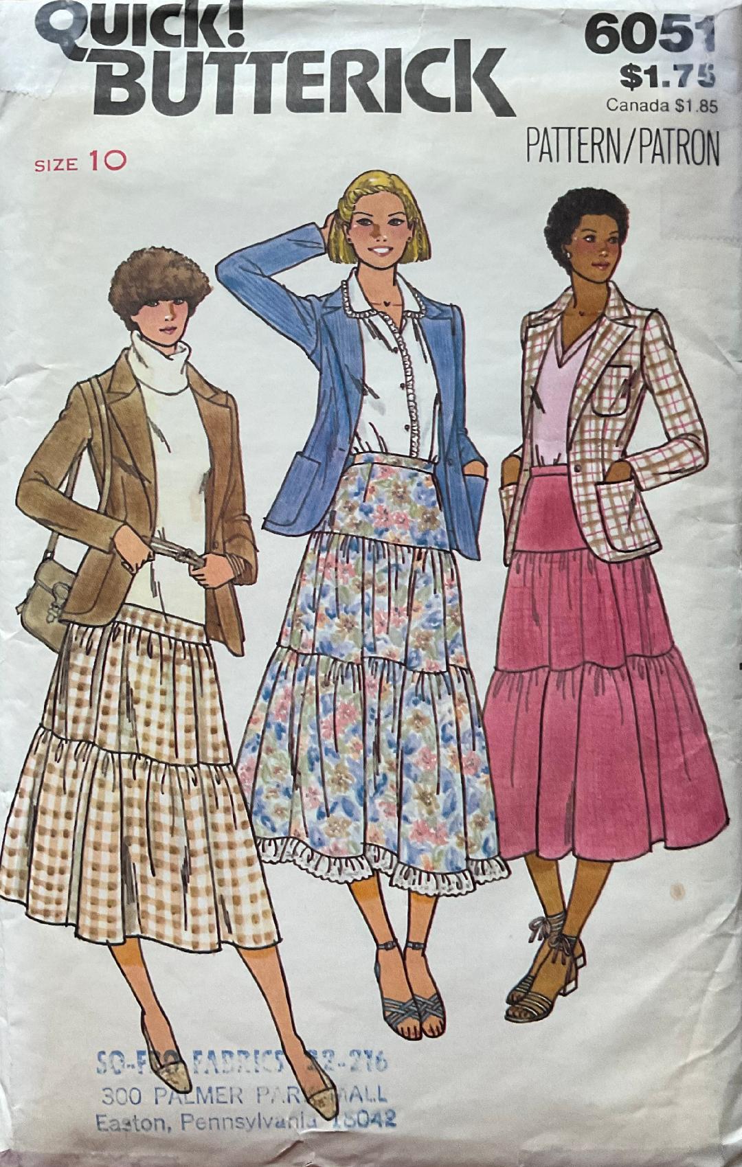 Butterick 6051 Sewing Pattern (Vintage) CUT