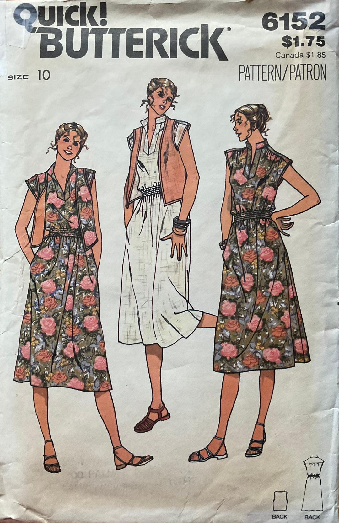 Butterick 6152 Sewing Pattern (Vintage) CUT