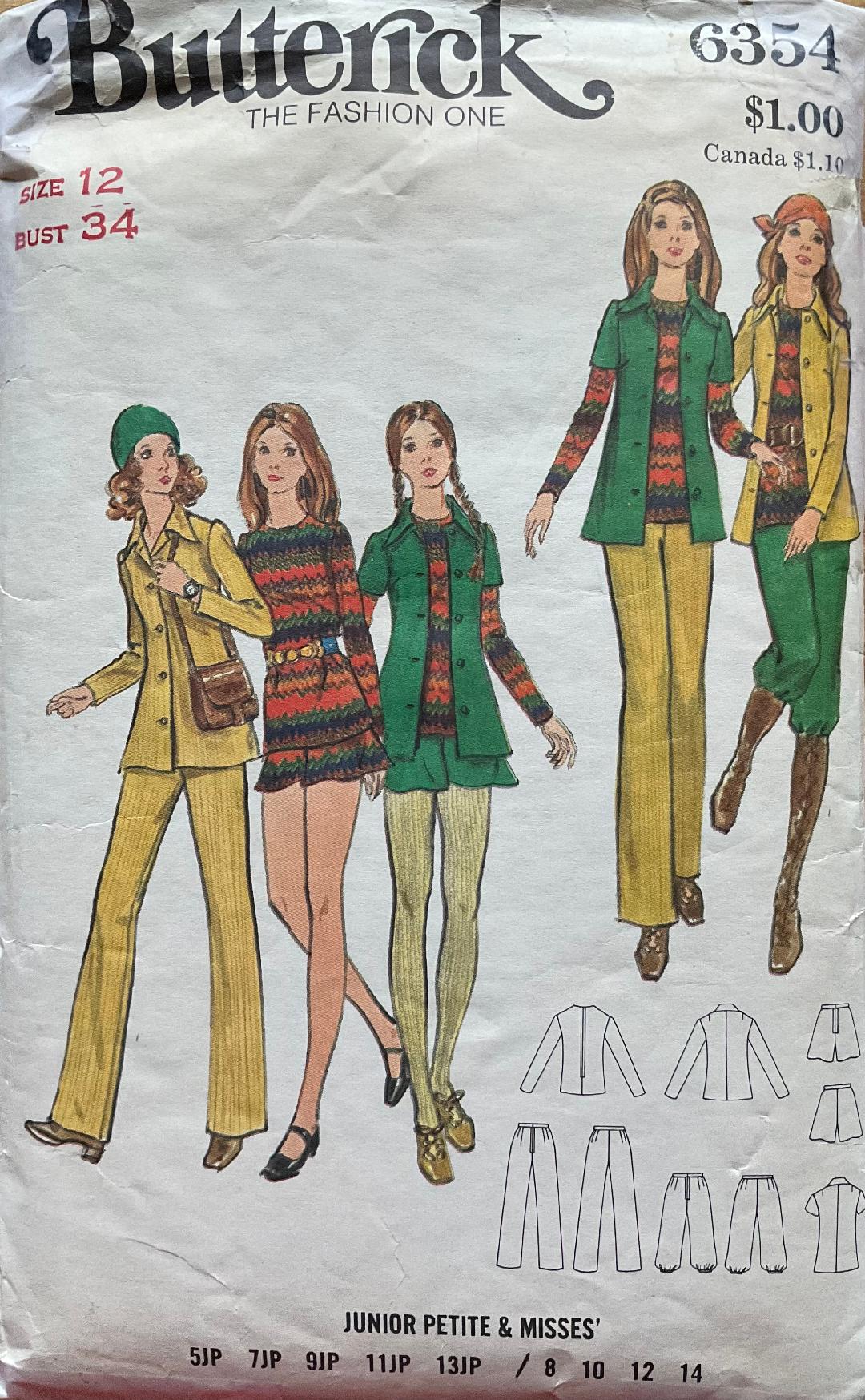 Butterick 6354 Sewing Pattern (Vintage) CUT