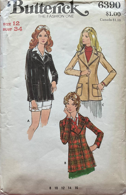 Butterick 6390 Sewing Pattern (Vintage) CUT
