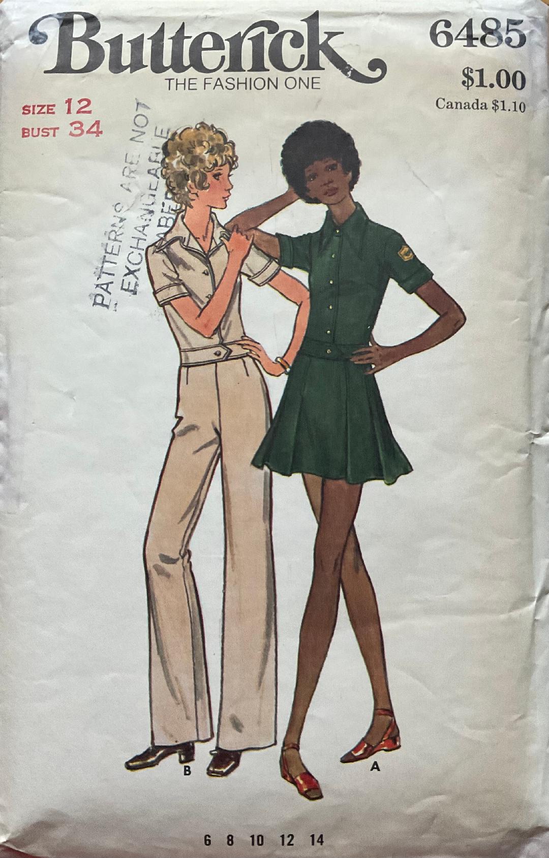 Butterick 6485 Sewing Pattern (Vintage) CUT