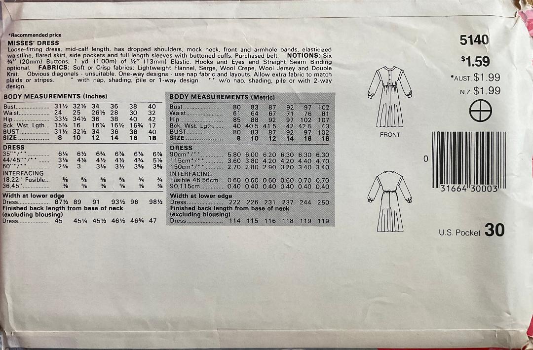 See &amp; Sew 5140 Sewing Pattern (Vintage) UNCUT