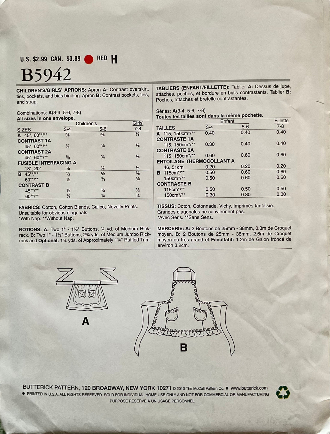 See &amp; Sew 5942 Sewing Pattern CUT