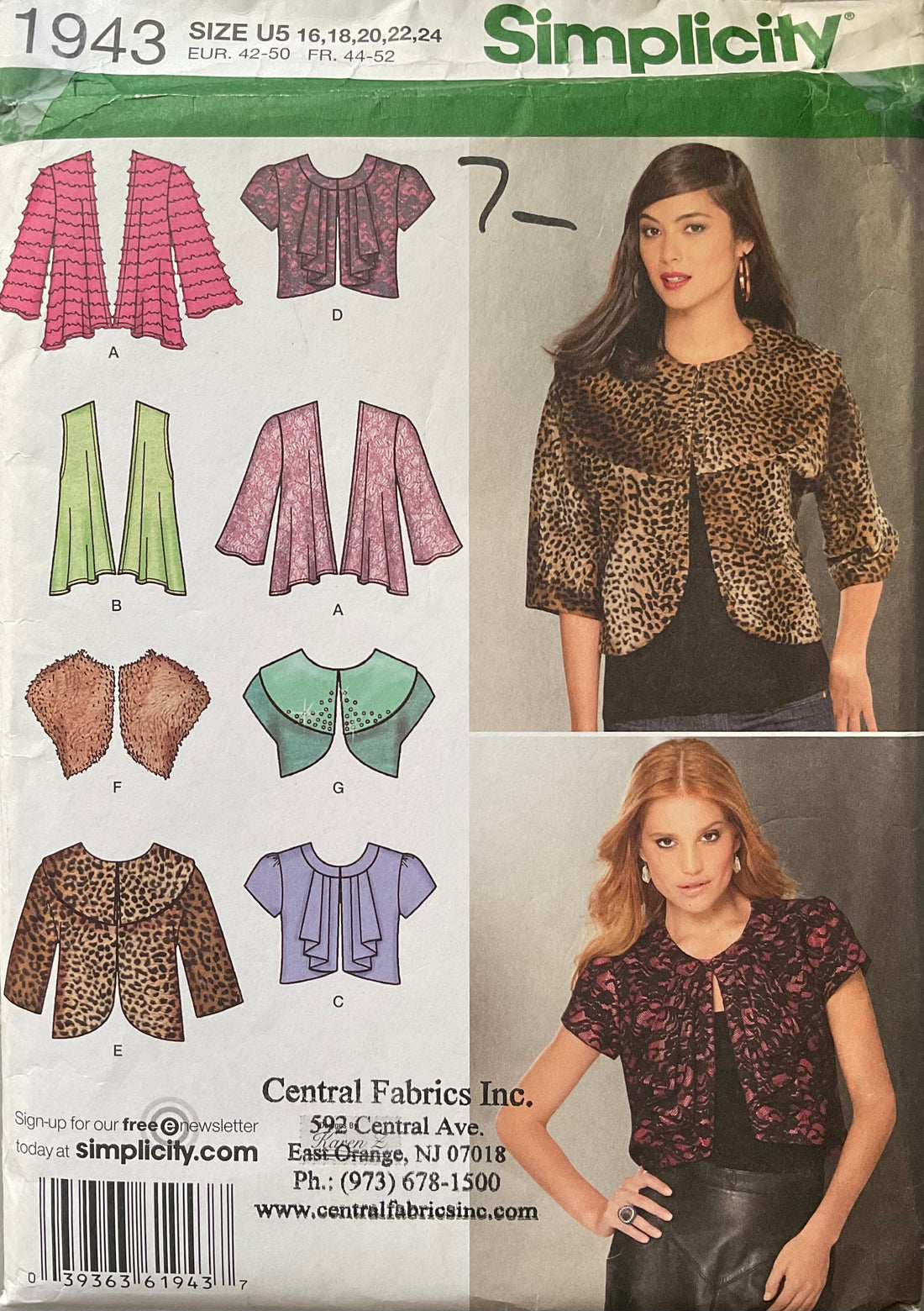 Simplicity 1943 Sewing Pattern UNCUT