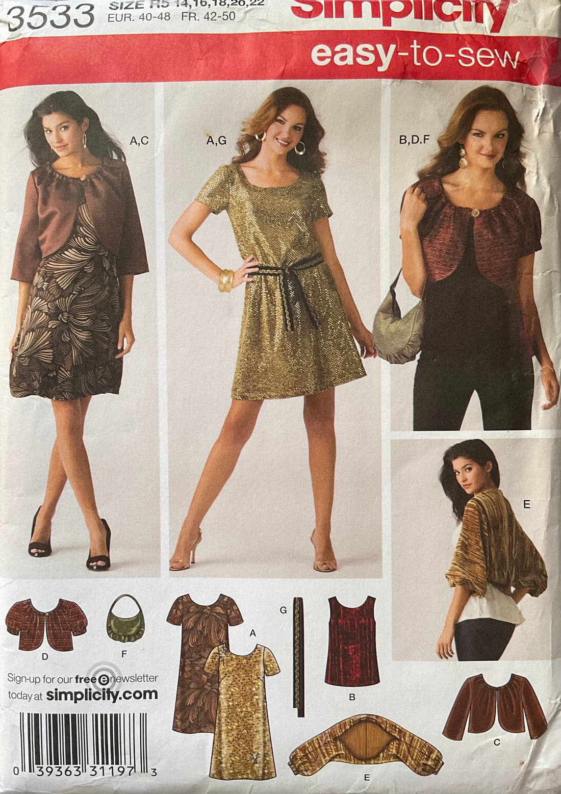 Simplicity 3533 Sewing Pattern CUT