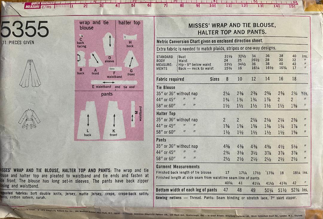 Simplicity 5355 Sewing Pattern (Vintage) UNCUT