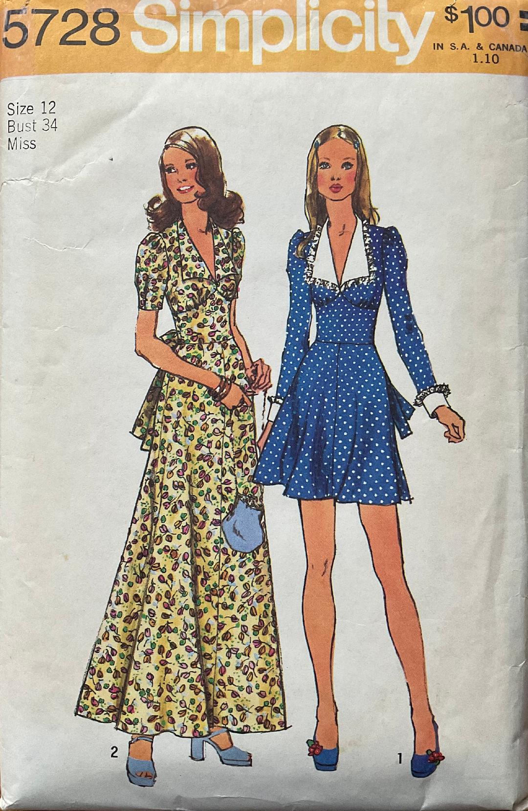 Simplicity 5728 Sewing Pattern (Vintage) CUT