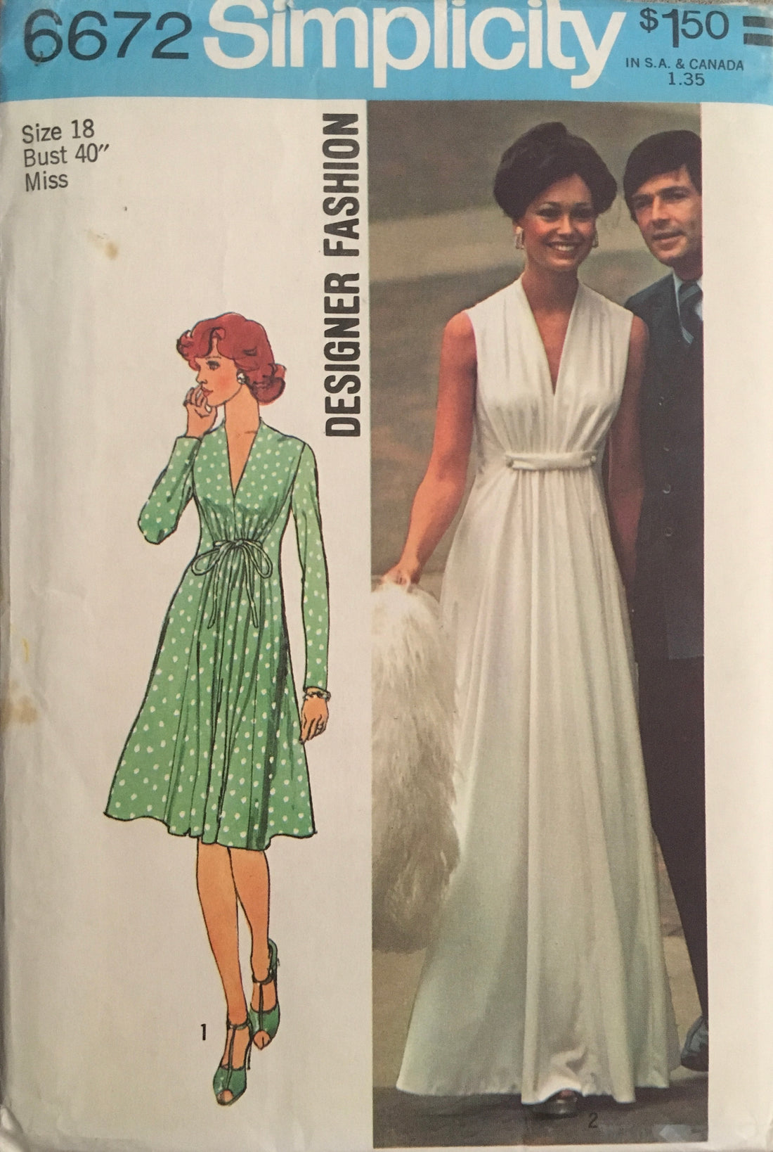 Simplicity 6672 Sewing Pattern (Vintage) CUT