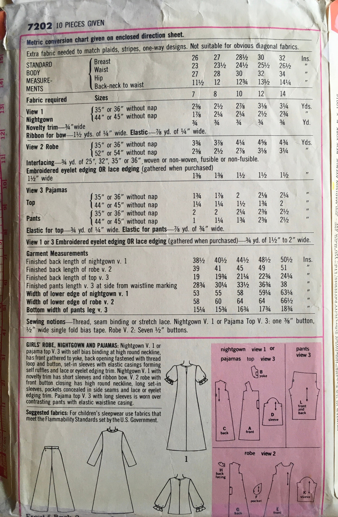 Simplicity 7202 Sewing Pattern (Vintage) CUT