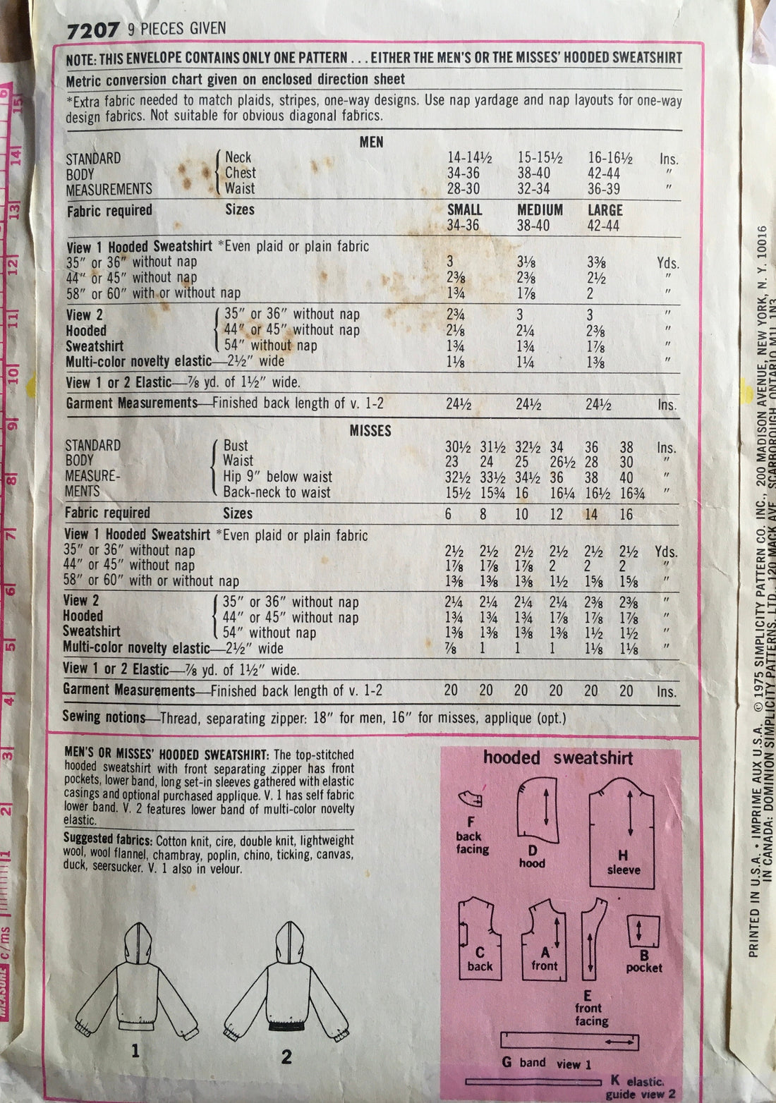 Simplicity 7207 Sewing Pattern (Vintage) UNCUT