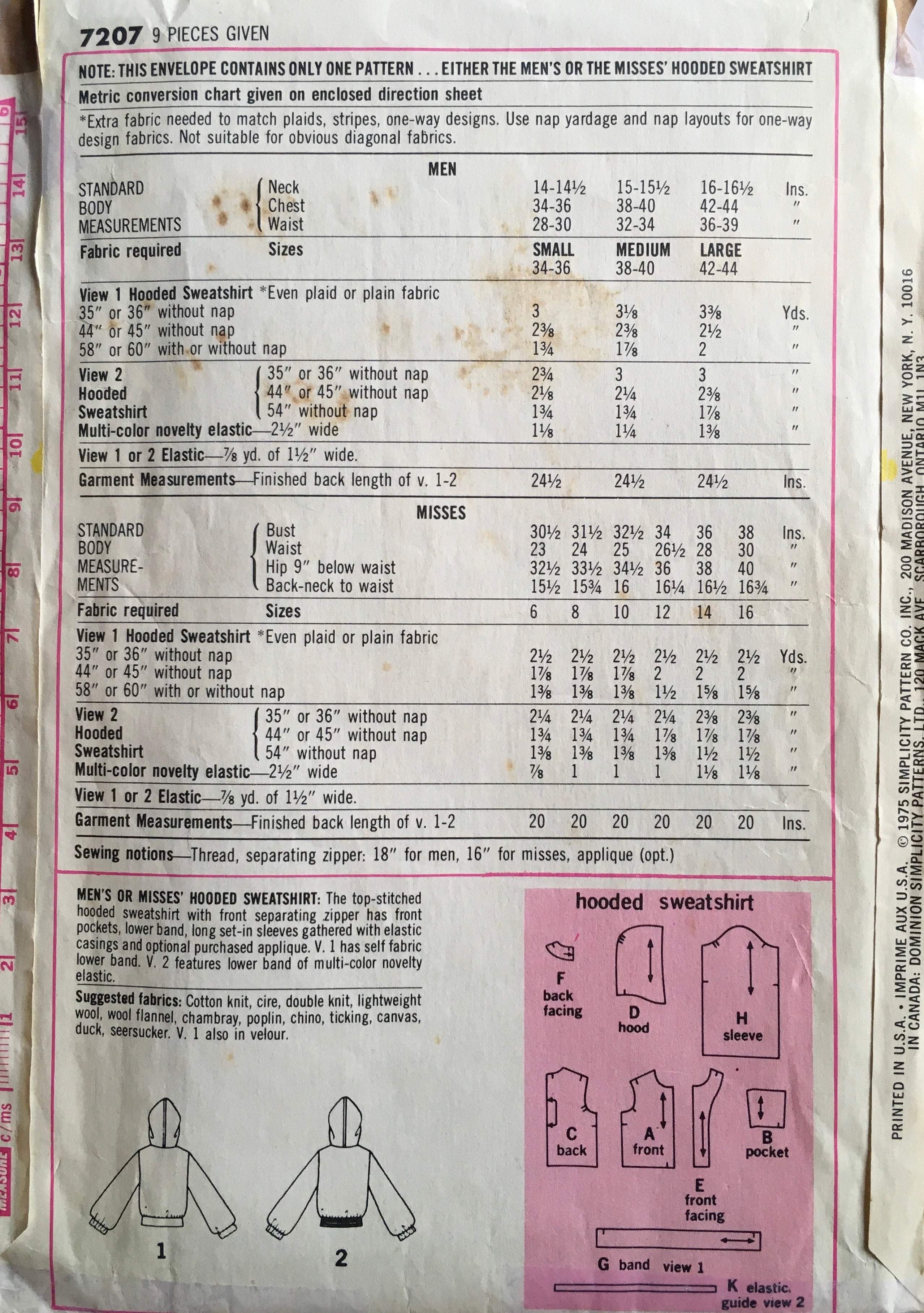 Simplicity 7207 Sewing Pattern (Vintage) UNCUT