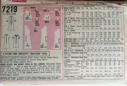 Simplicity 7219 Sewing Pattern (Vintage) CUT