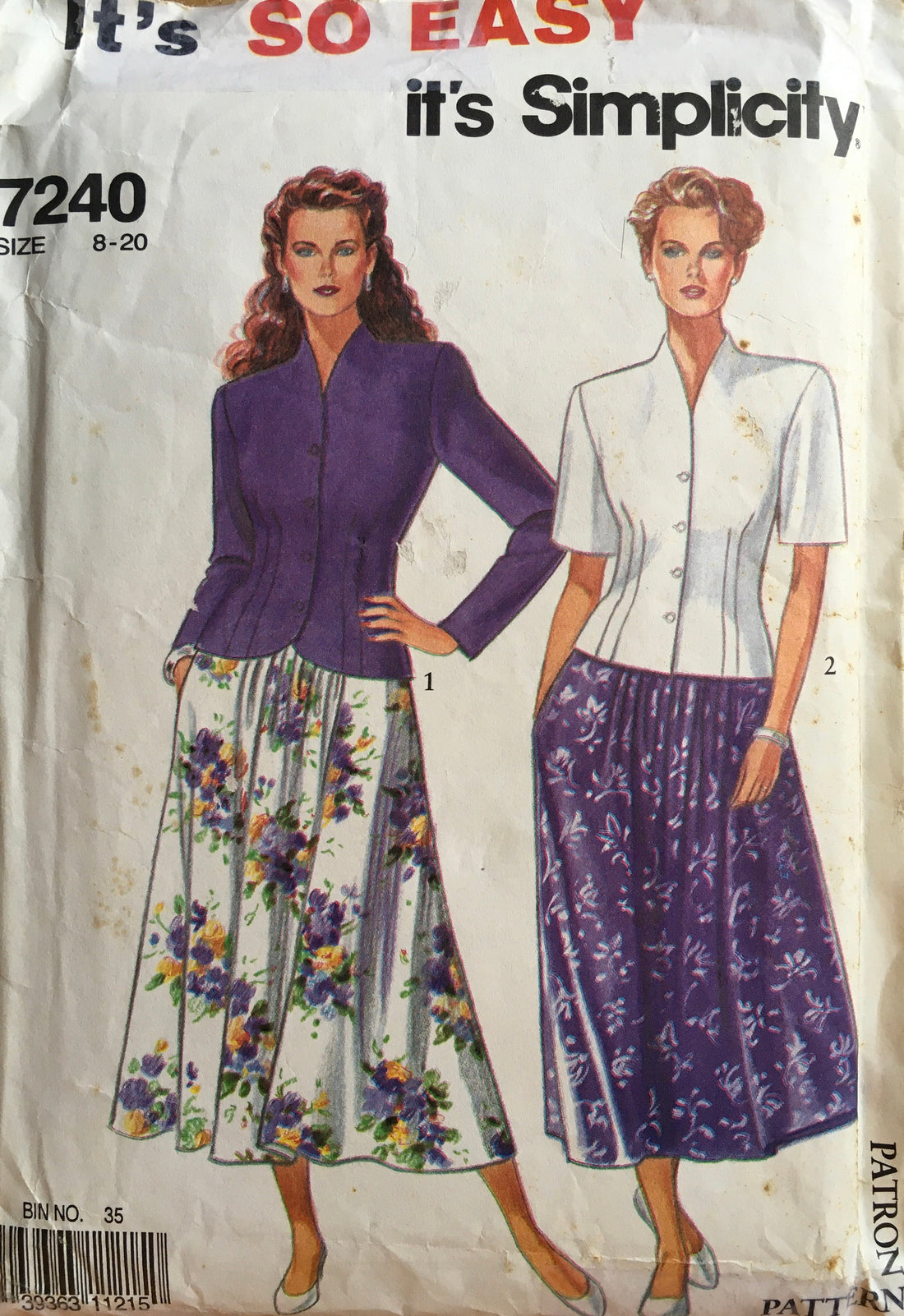 Simplicity 7240 Sewing Pattern (Vintage) CUT